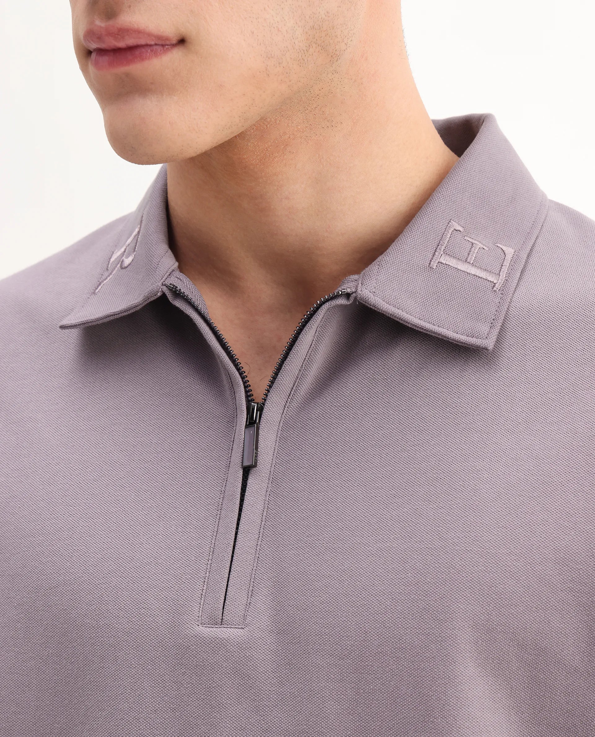 Rare Rabbit Men's Thero-25 Dusky Purple Cotton Blend Plain Regular Fit Half Sleeve Polo - Image 3