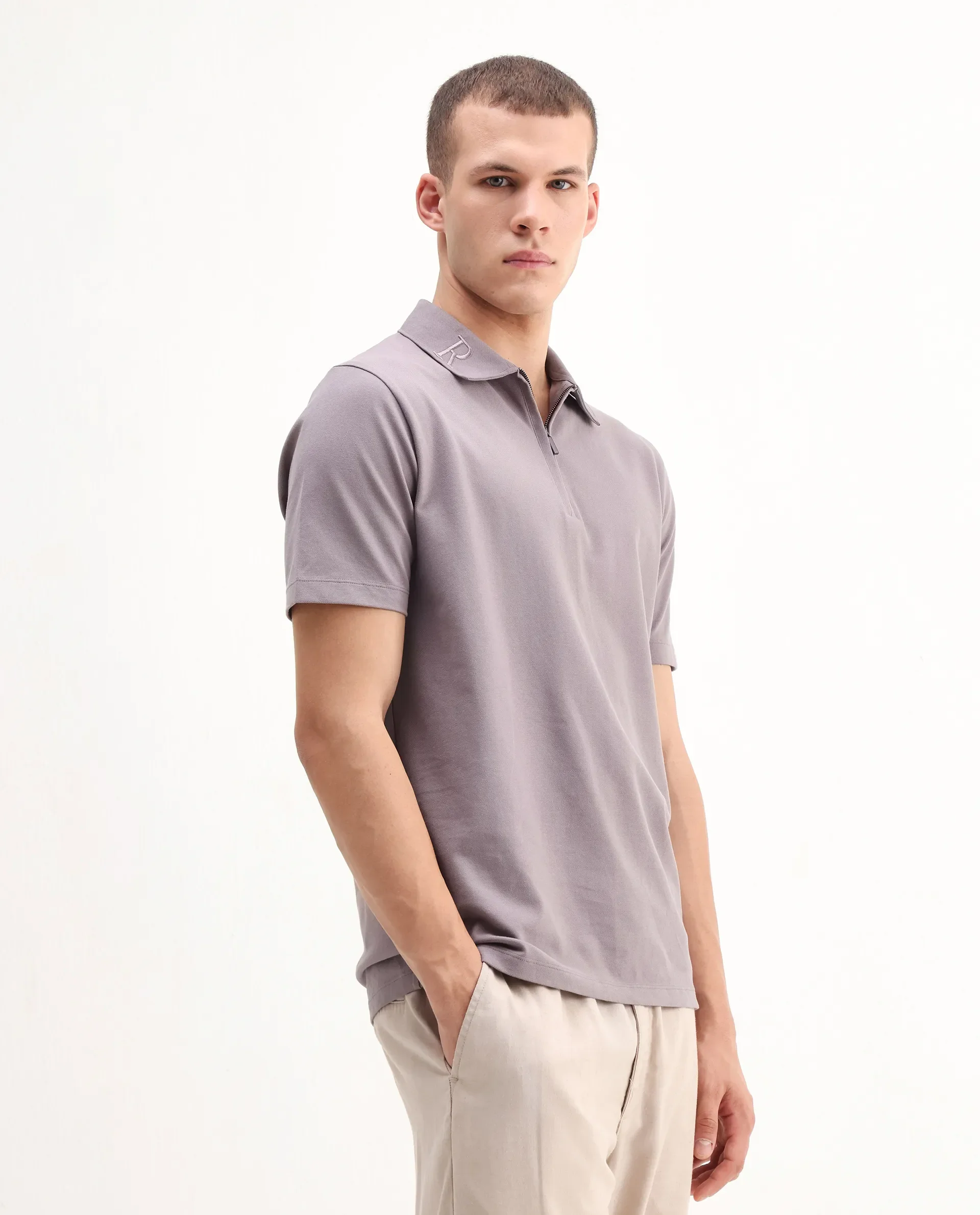 Rare Rabbit Men's Thero-25 Dusky Purple Cotton Blend Plain Regular Fit Half Sleeve Polo - Image 6