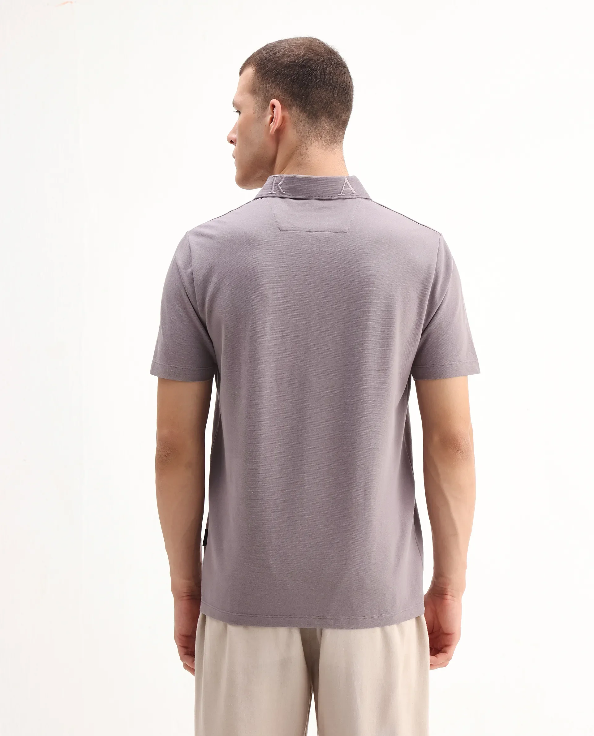 Rare Rabbit Men's Thero-25 Dusky Purple Cotton Blend Plain Regular Fit Half Sleeve Polo - Image 7