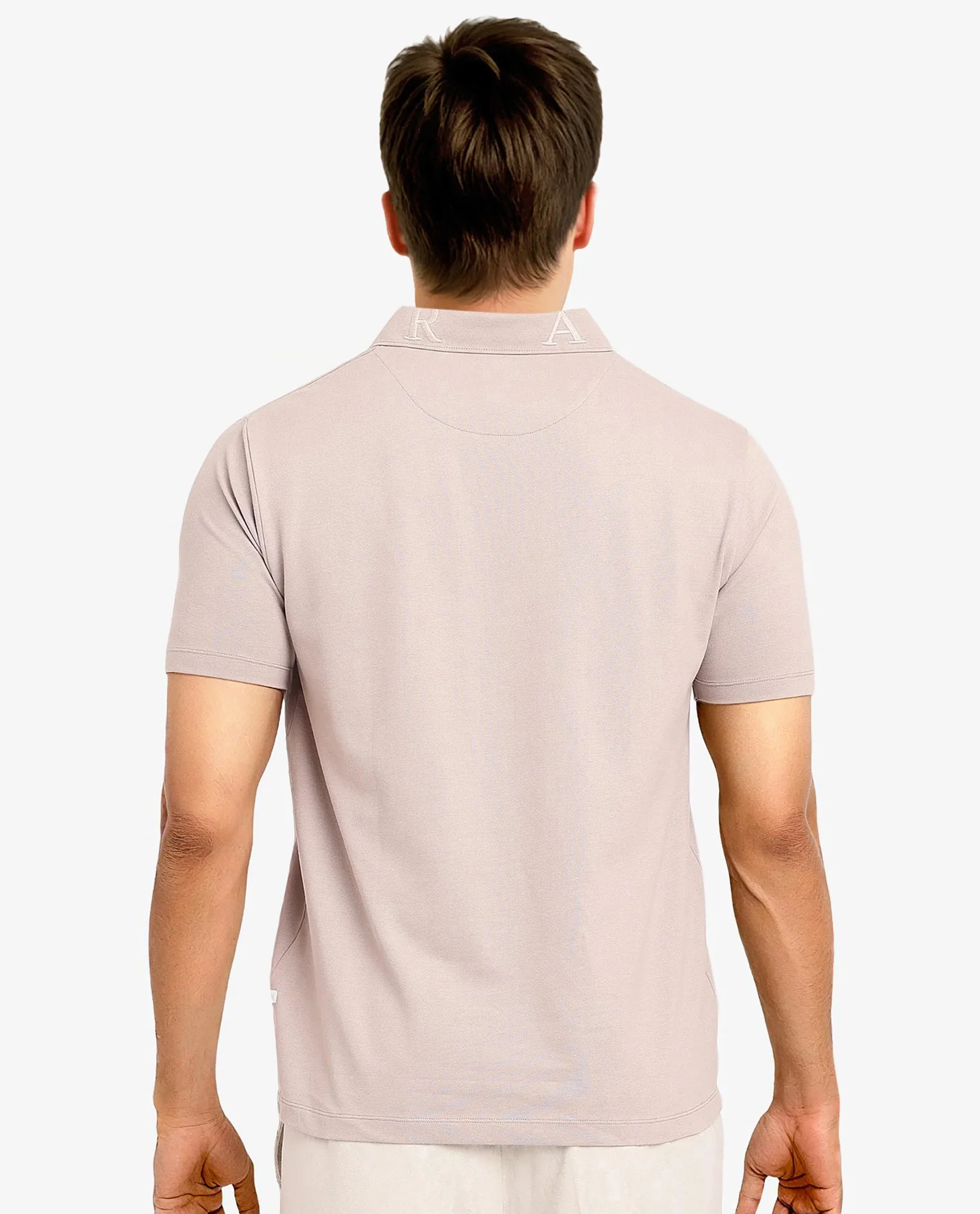 Rare Rabbit Men's Thero Dusky Beige Cotton Embroidered Regular Fit Half Sleeve Polo - Image 4