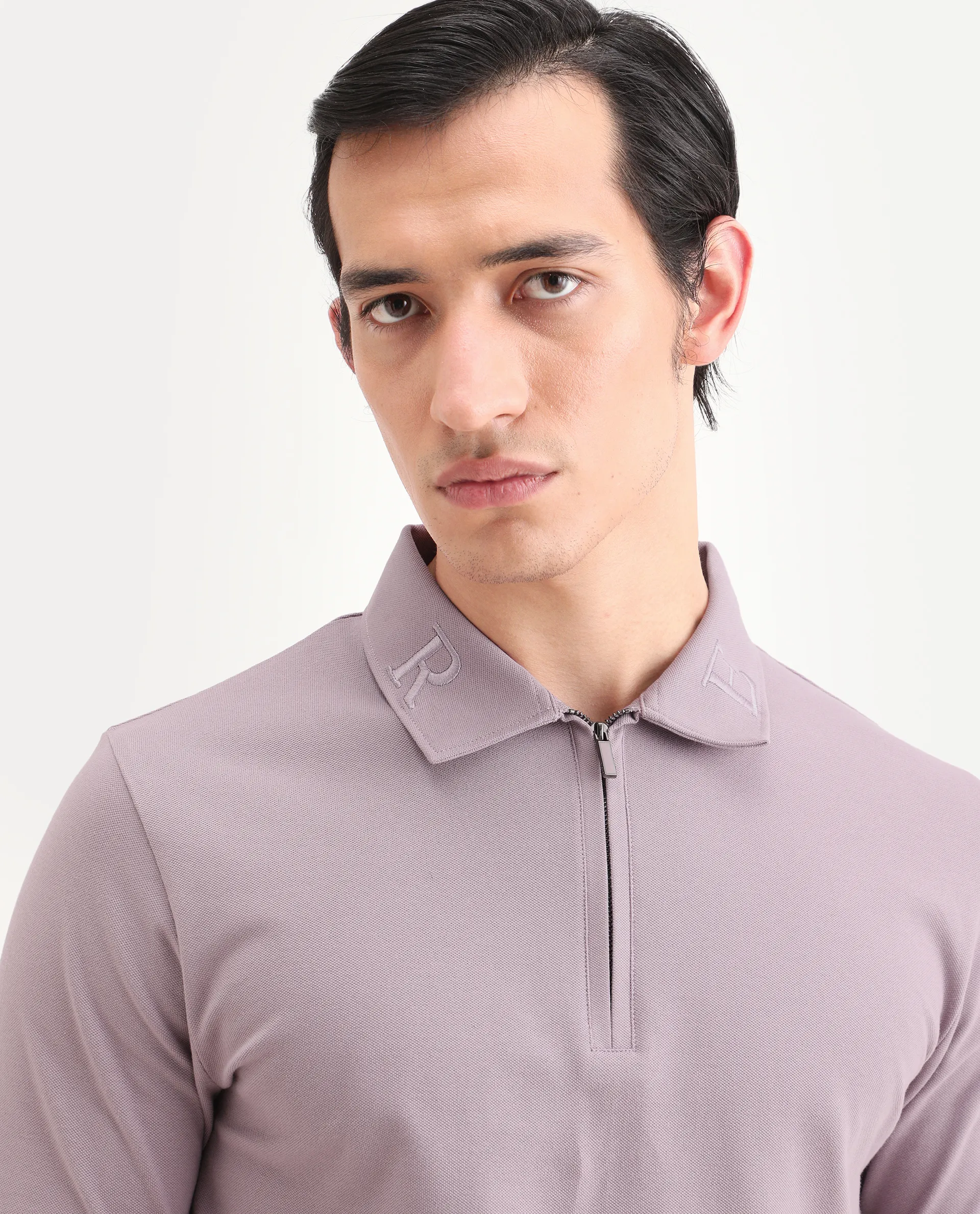 Rare Rabbit Men's Thero-S26 Dusky Pink Cotton Blend Fabric Half Sleeve Spread Collar Regular Fit Plain Polo - Image 4