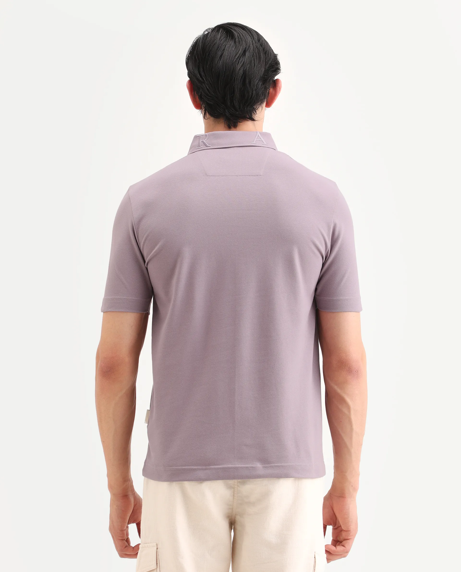 Rare Rabbit Men's Thero-S26 Dusky Pink Cotton Blend Fabric Half Sleeve Spread Collar Regular Fit Plain Polo - Image 7