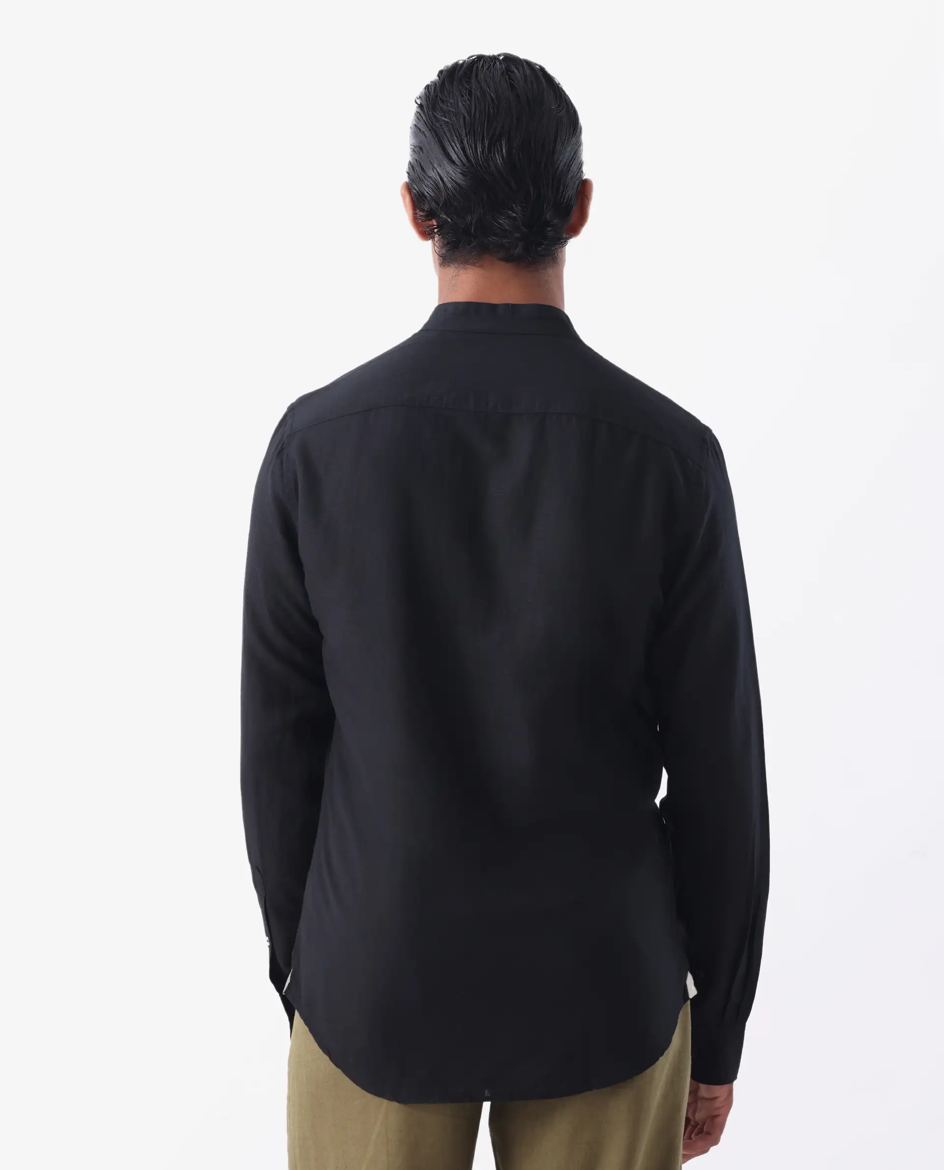 Rare Rabbit Men's Throne Black 100% Linen Regular Fit Full Sleeve Spread Collar Shirt - Image 4
