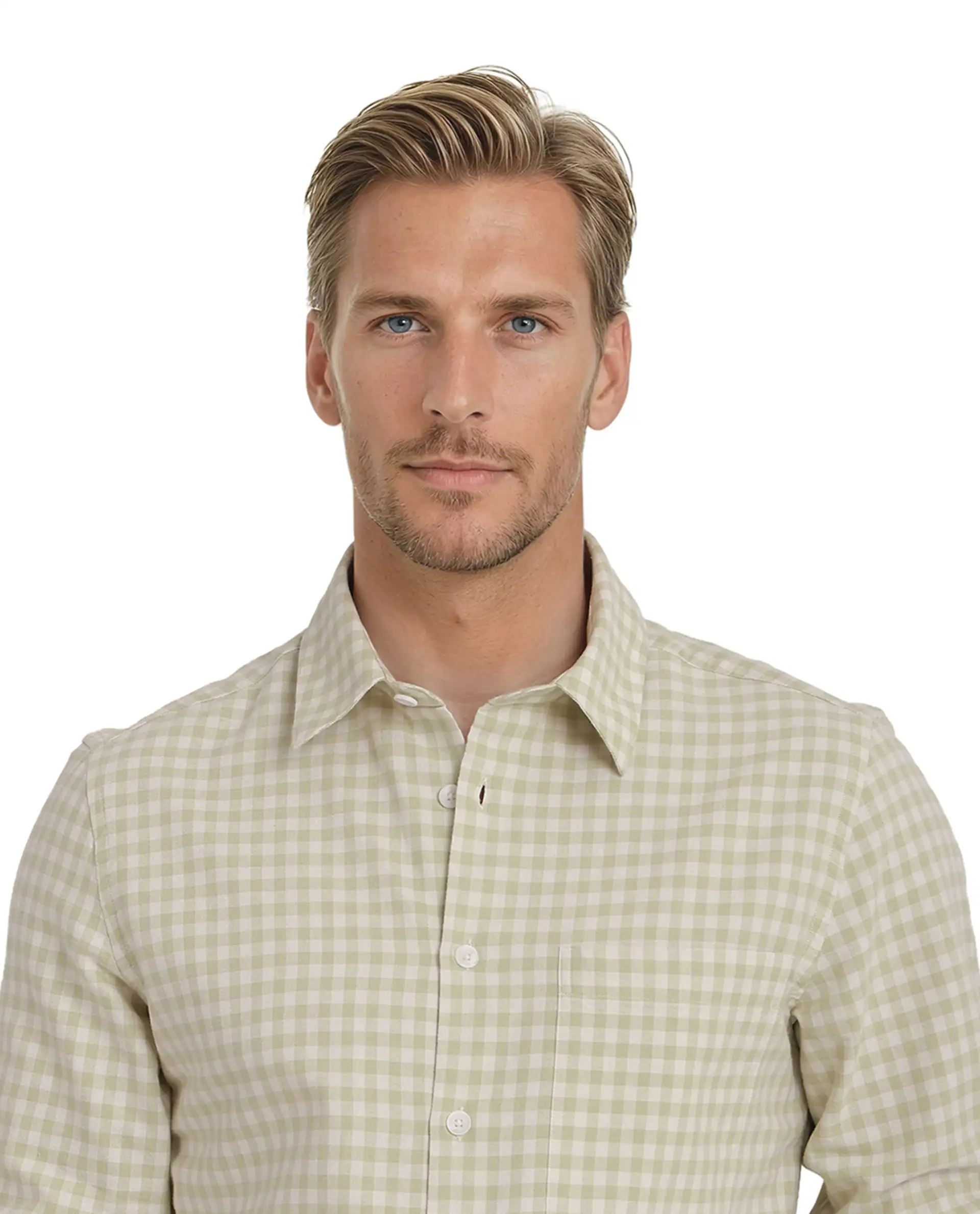 Rare Rabbit Men's Tickog Pastel Green Cotton Checked Print Regular Fit Full Sleeve Collared Shirt - Image 3