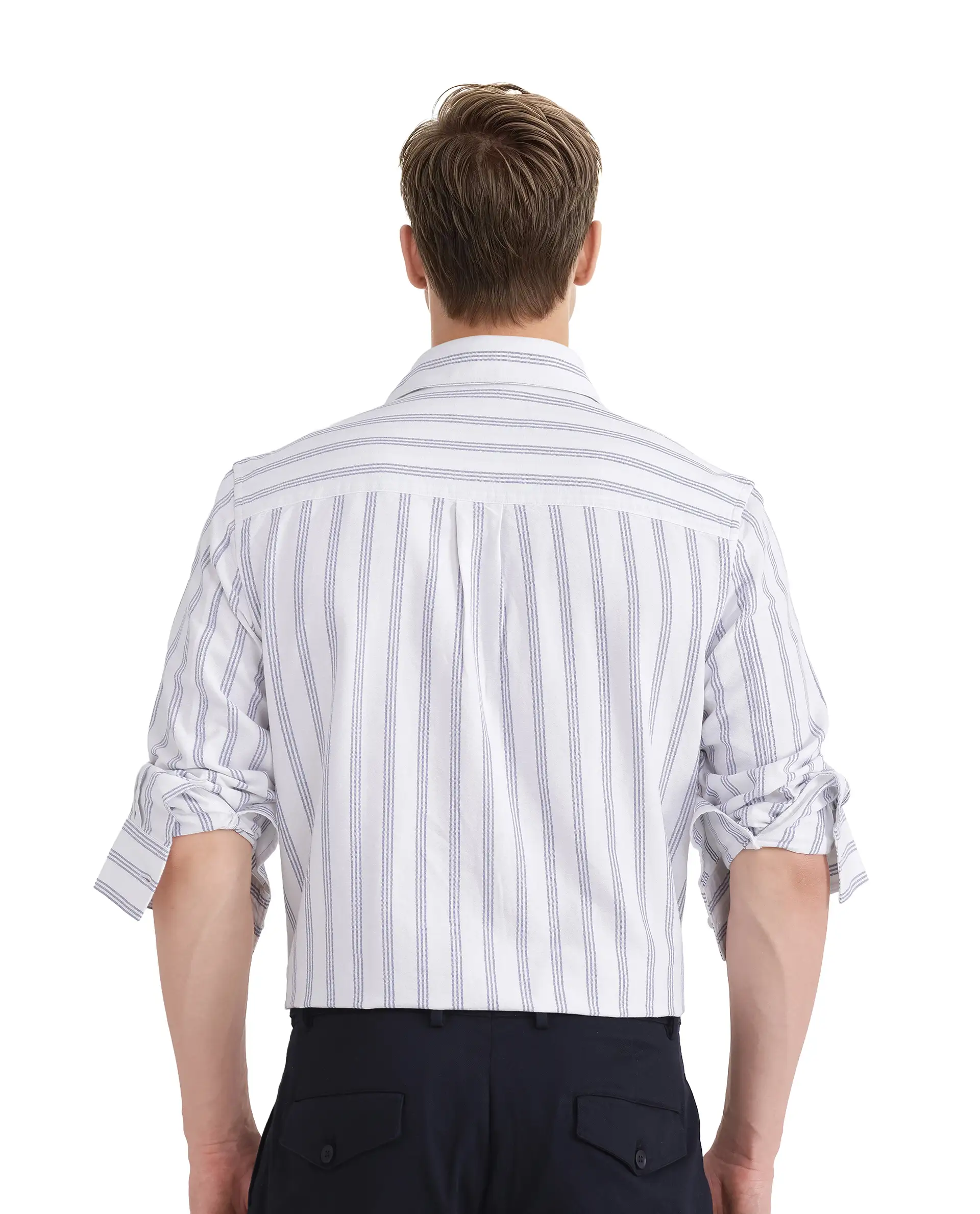 Rare Rabbit Men's Tickol White Cotton Striped Print Regular Fit Full Sleeve Collared Shirt - Image 4
