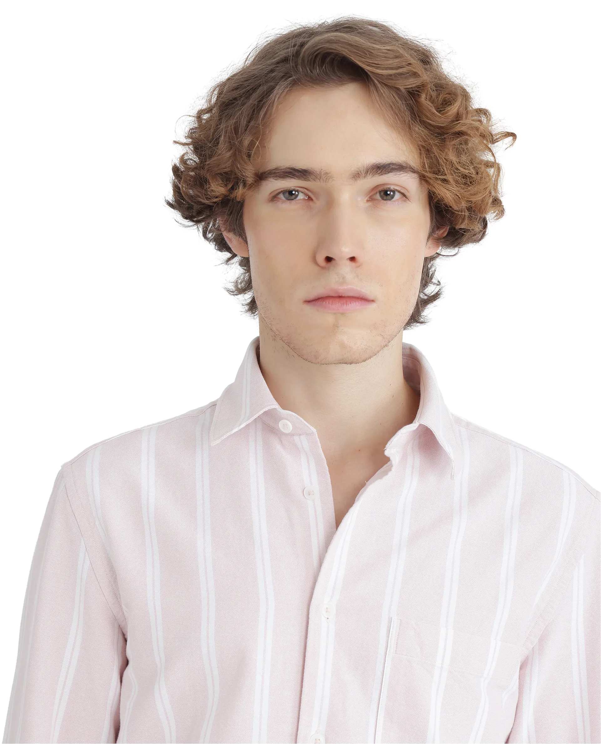 Rare Rabbit Men's Tickop Light Pink Cotton Striped Print Regular Fit Full Sleeve Collared Shirt - Image 5