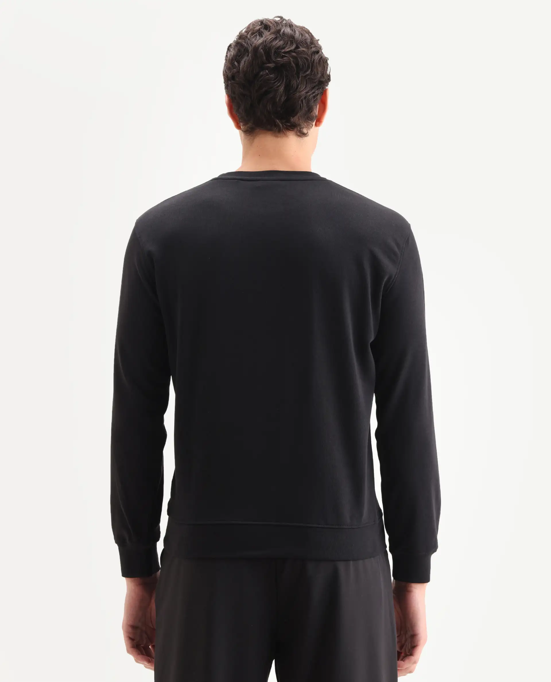 Rare Rabbit Men's Tide Black Velvet Ombre Regular Fit Full Sleeve Crew Neck Sweatshirt - Image 7