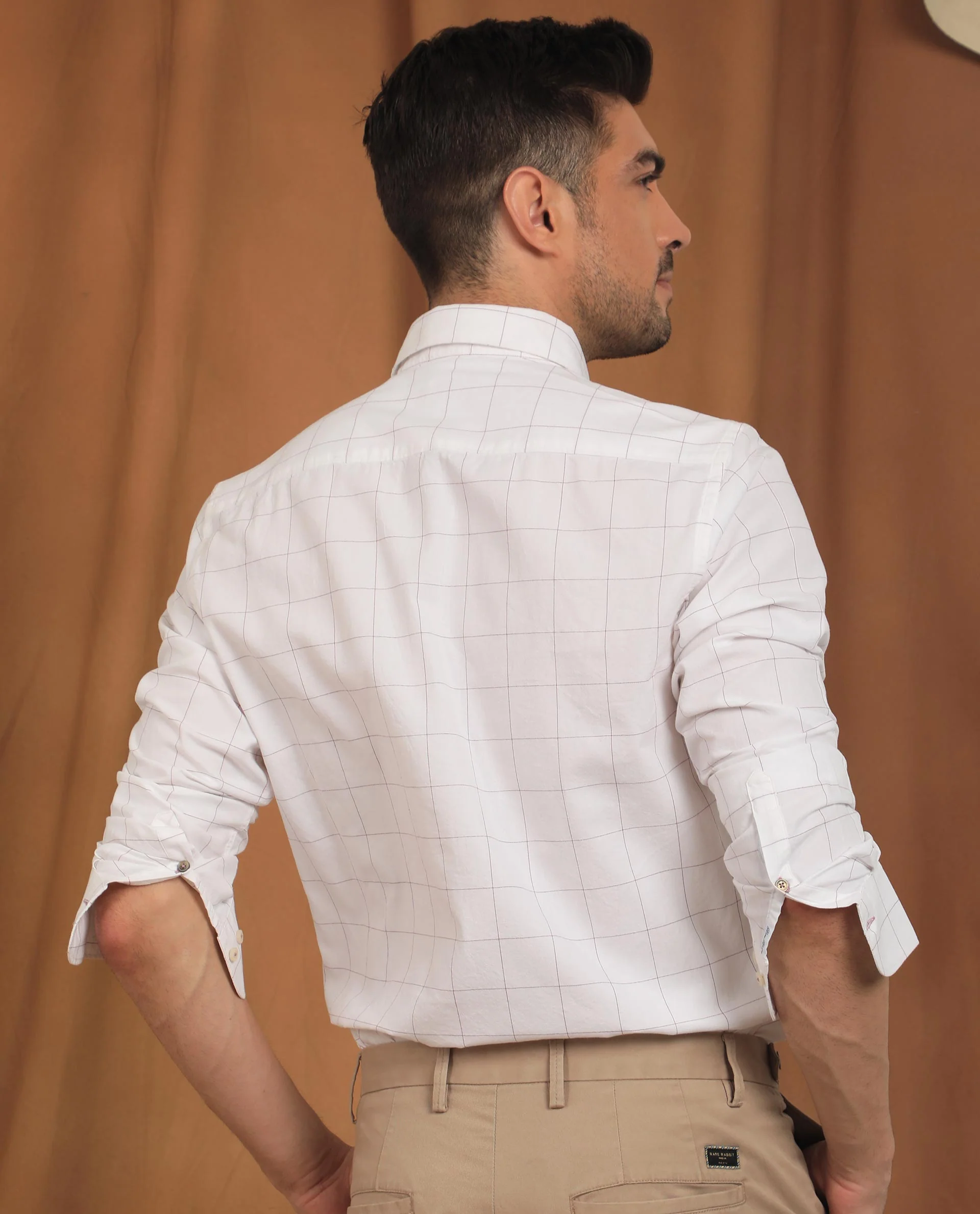 Rare Rabbit Men's Tiede Pink Cotton Checked Print Tailored Fit Full Sleeve Collared Shirt - Image 9