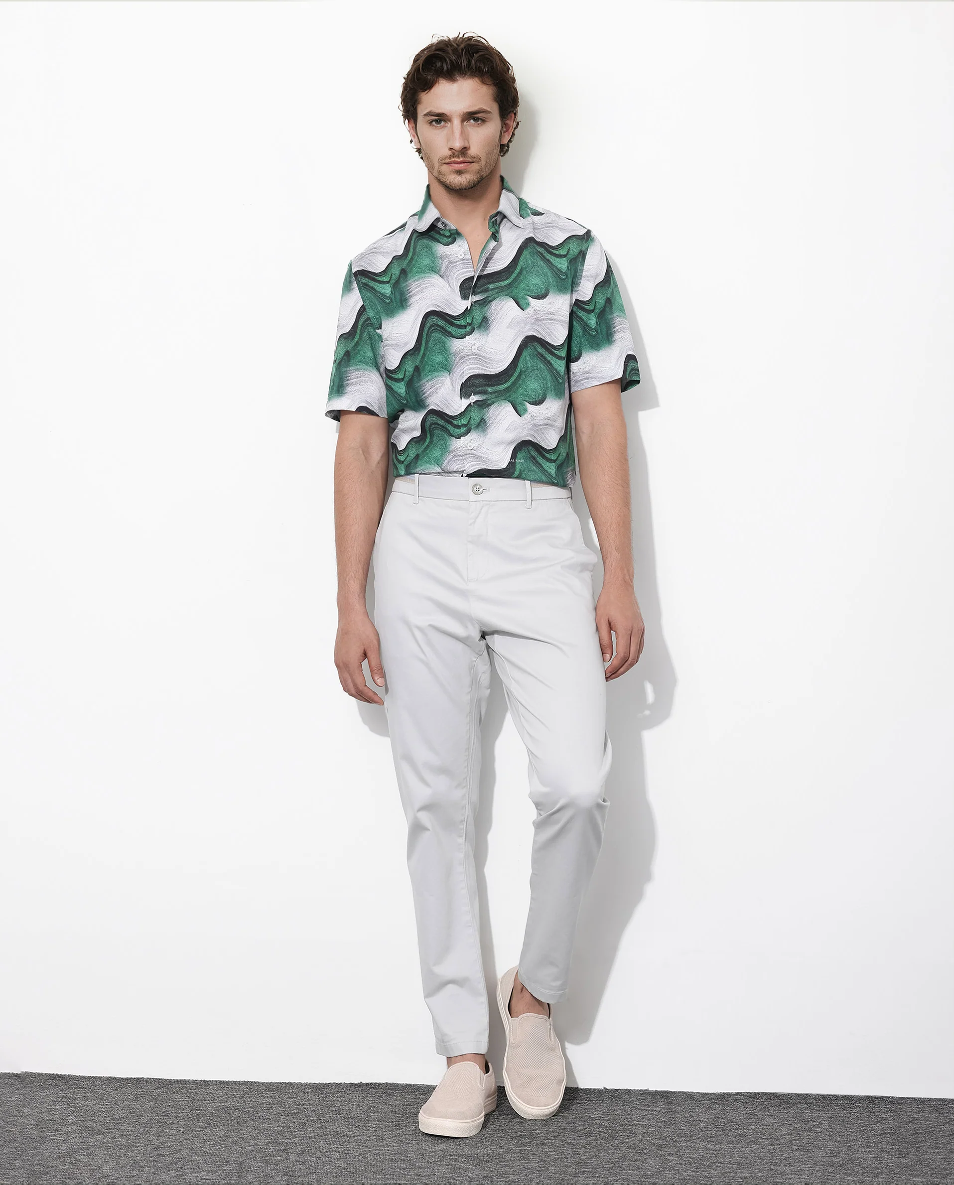 Rare Rabbit Men's Tijon Dark Green Viscose Abstract Print Regular Fit Half Sleeve Collared Shirt - Image 2