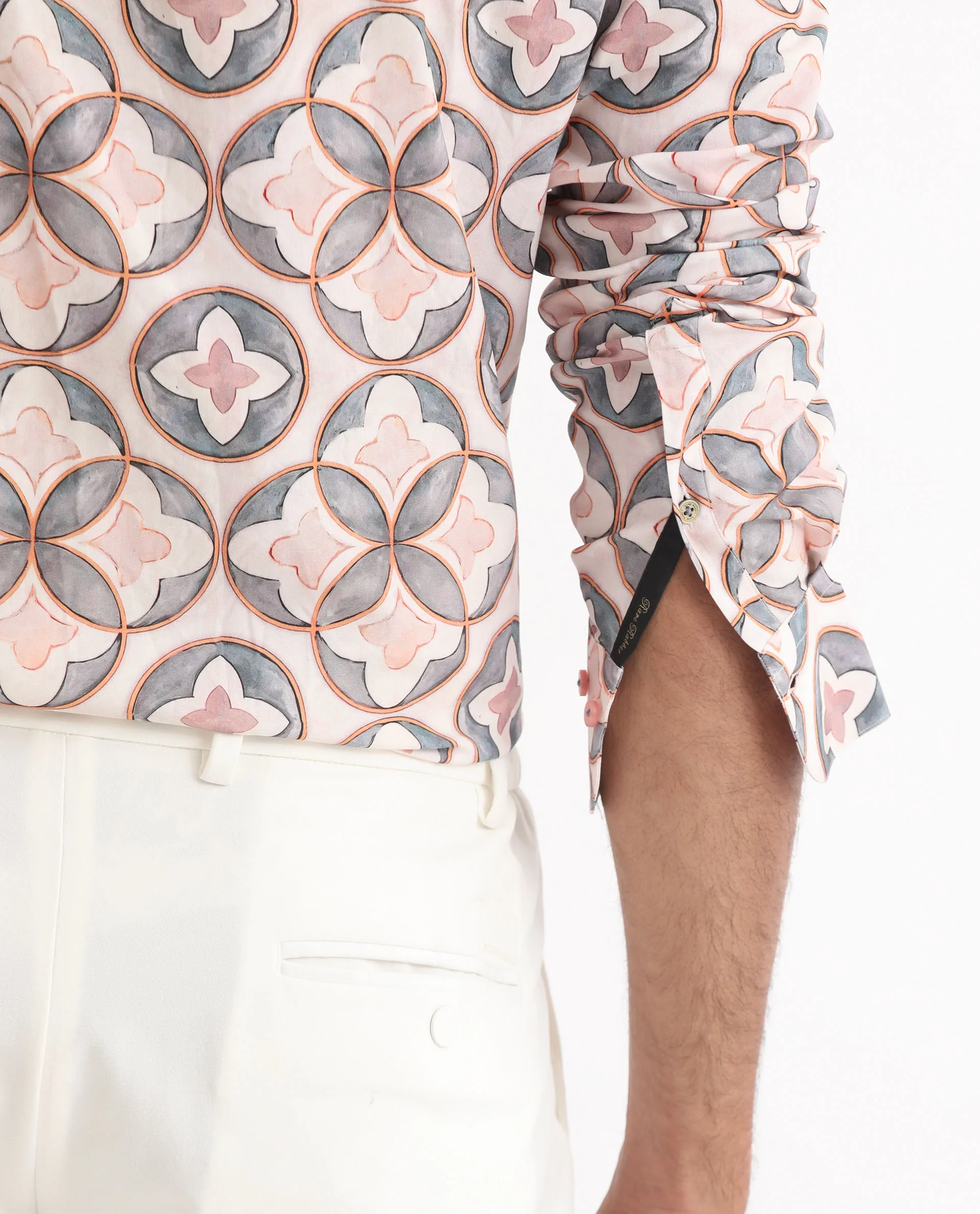 Rare Rabbit Men's Tiler Multi Viscose Geometric Print Regular Fit Full Sleeve Collared Shirt - Image 3