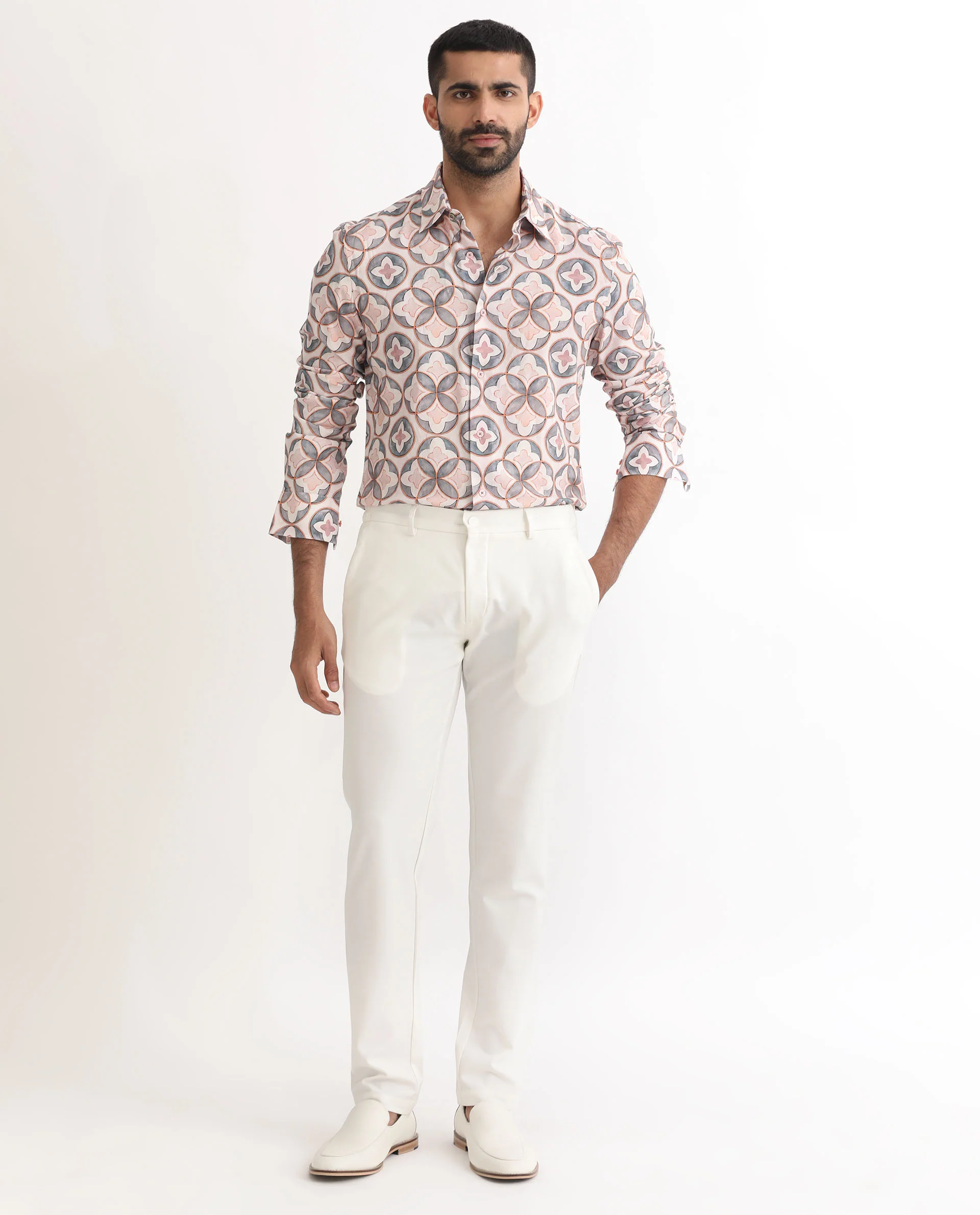 Rare Rabbit Men's Tiler Multi Viscose Geometric Print Regular Fit Full Sleeve Collared Shirt - Image 4