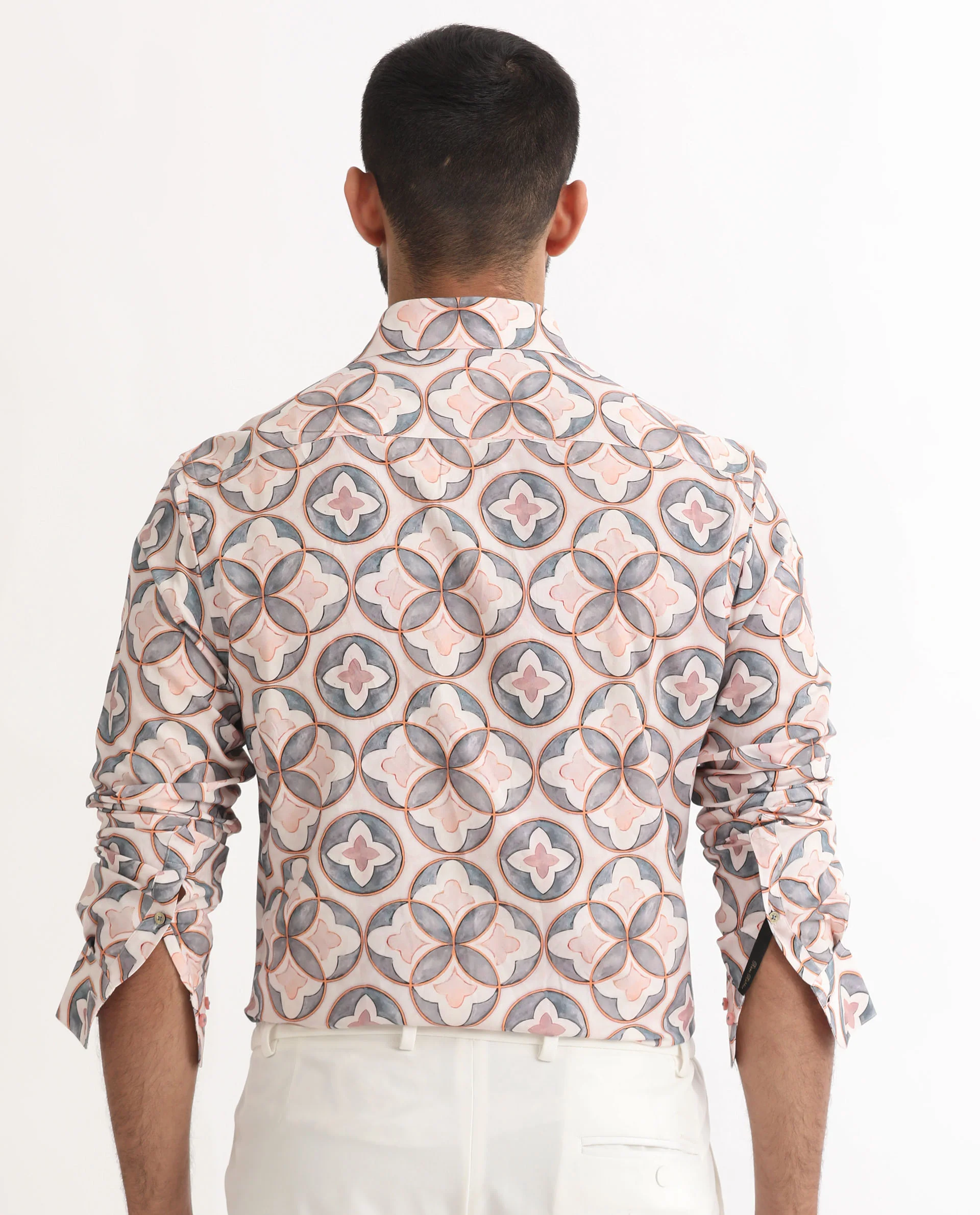 Rare Rabbit Men's Tiler Multi Viscose Geometric Print Regular Fit Full Sleeve Collared Shirt - Image 8