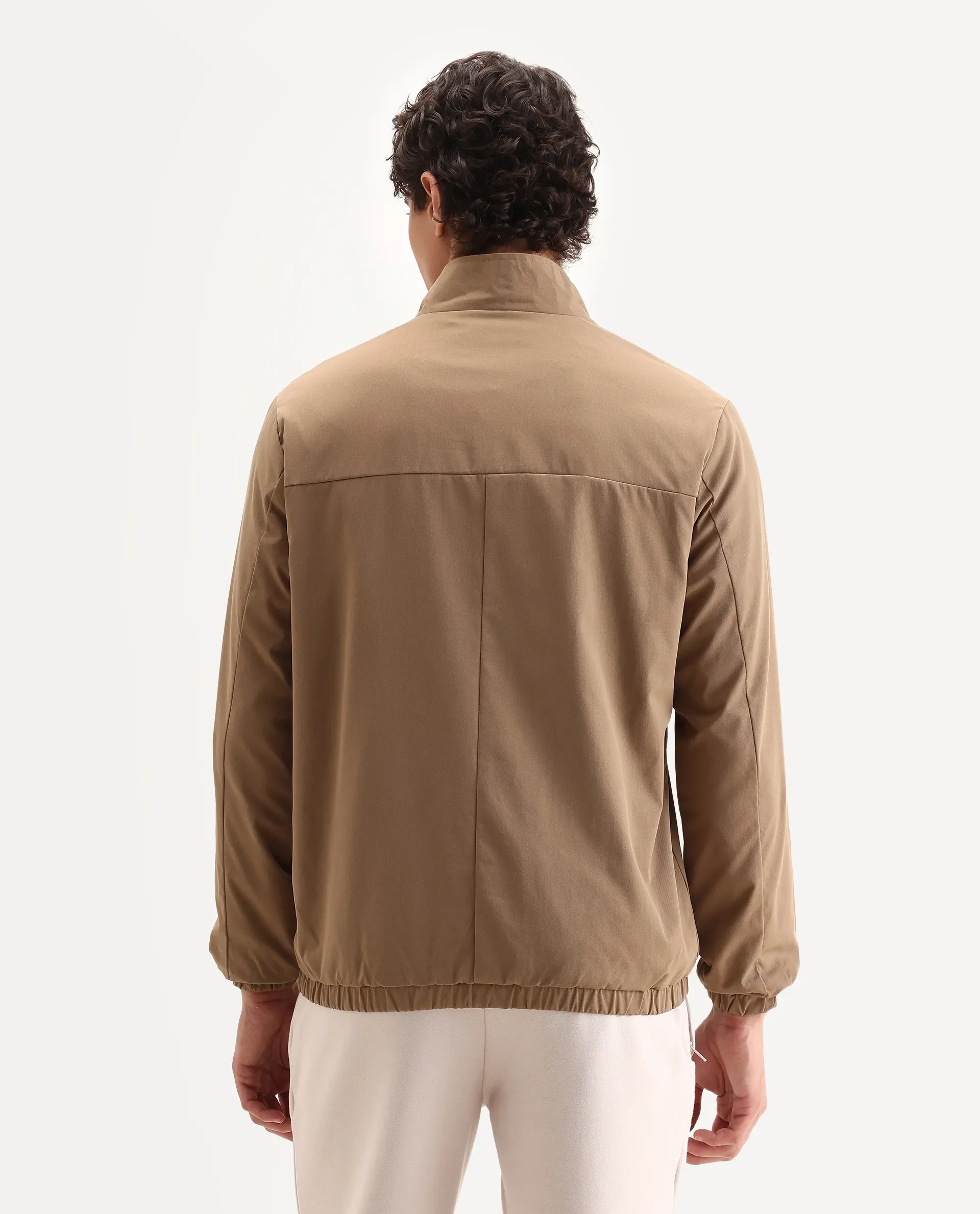 Rare Rabbit Men's Tim Beige Polyester Fabric High Neck Regular Fit Plain Jacket - Image 7