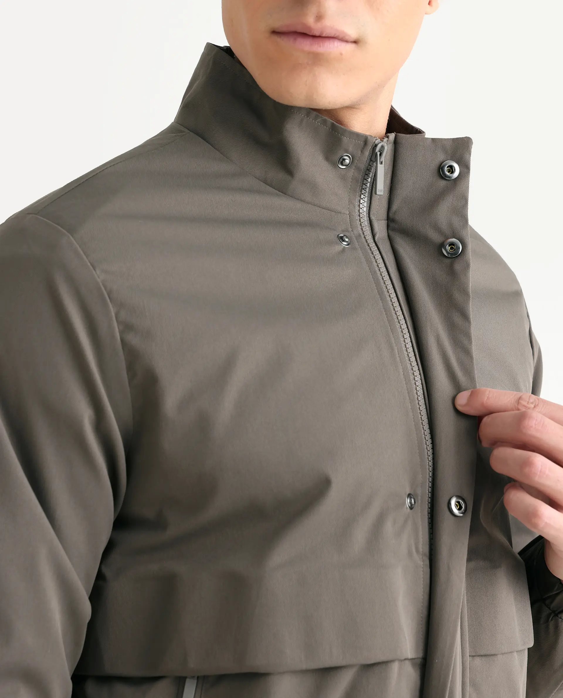 Rare Rabbit Men's Tim Grey Polyester Fabric High Neck Regular Fit Plain Jacket - Image 3