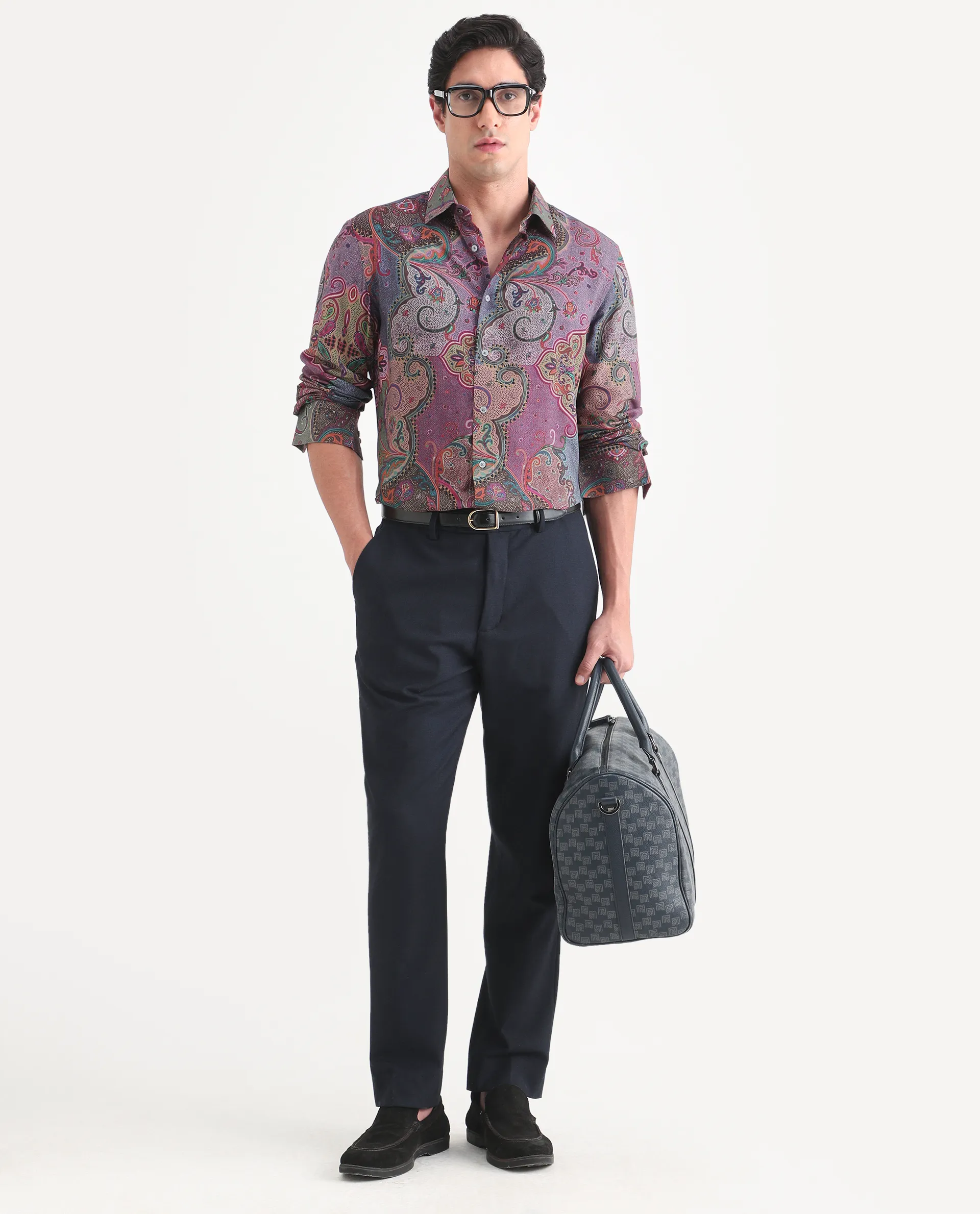 Rare Rabbit Men's Timo Multi Viscose Fabric Full Sleeve Spread Collar Regular Fit Paisley Print Shirt - Image 2