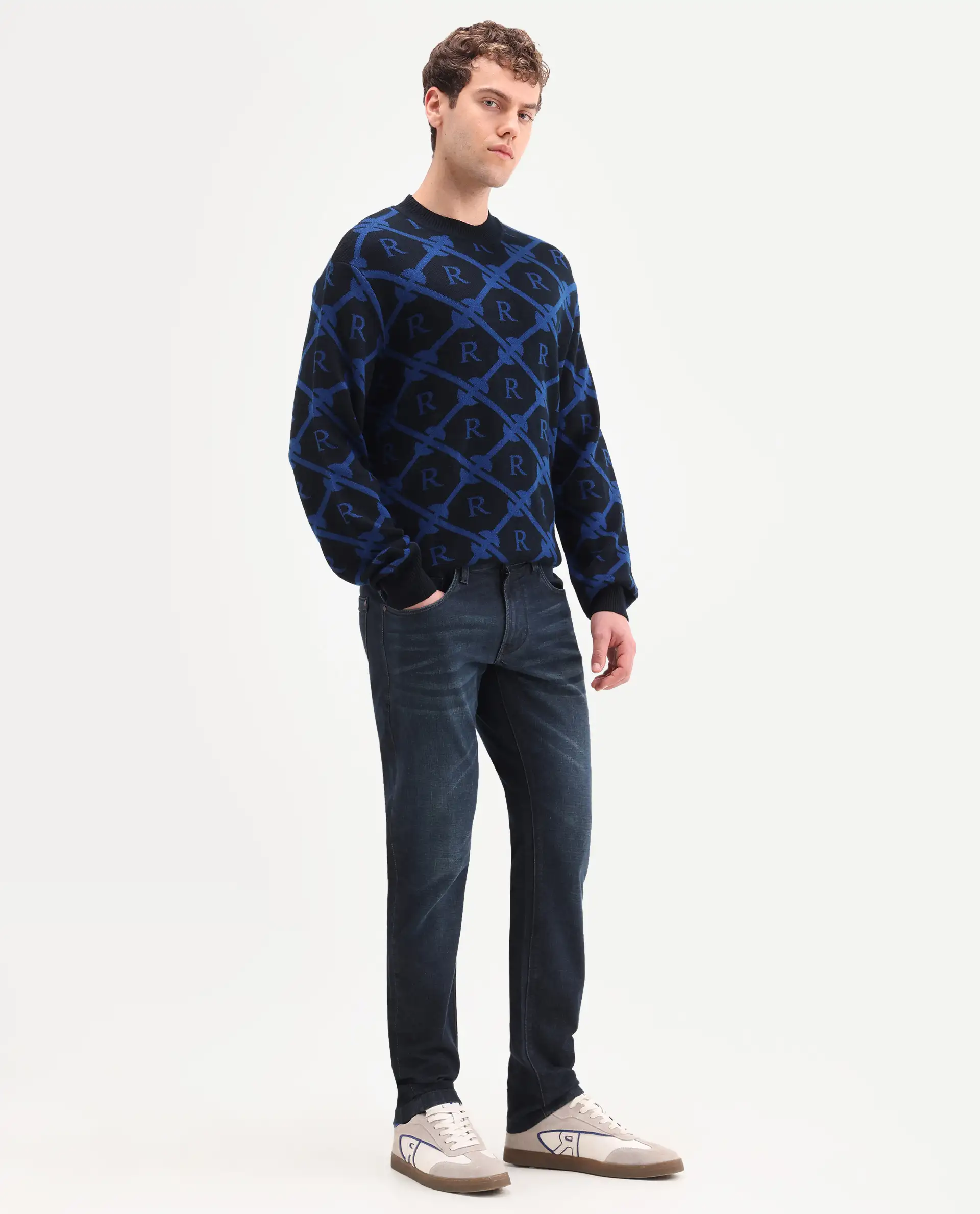 Rare Rabbit Men's Timon Dark Navy Cotton Blend Fabric Shank And Zipper Hawk Slim Plain Jeans - Image 4
