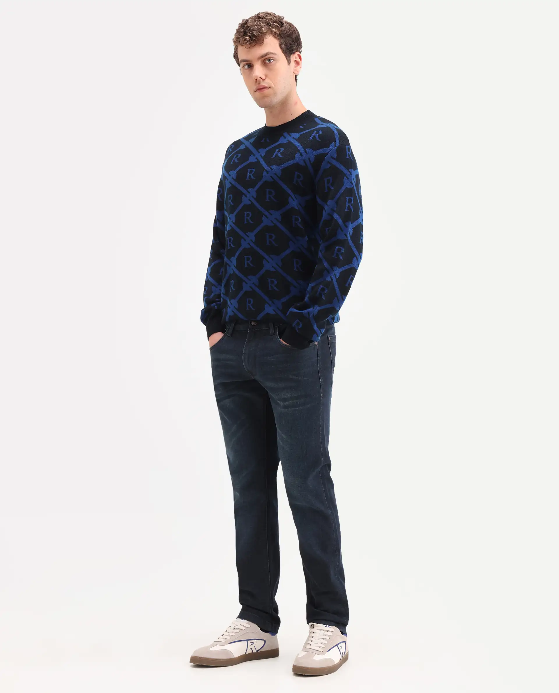 Rare Rabbit Men's Timon Dark Navy Cotton Blend Fabric Shank And Zipper Hawk Slim Plain Jeans - Image 5
