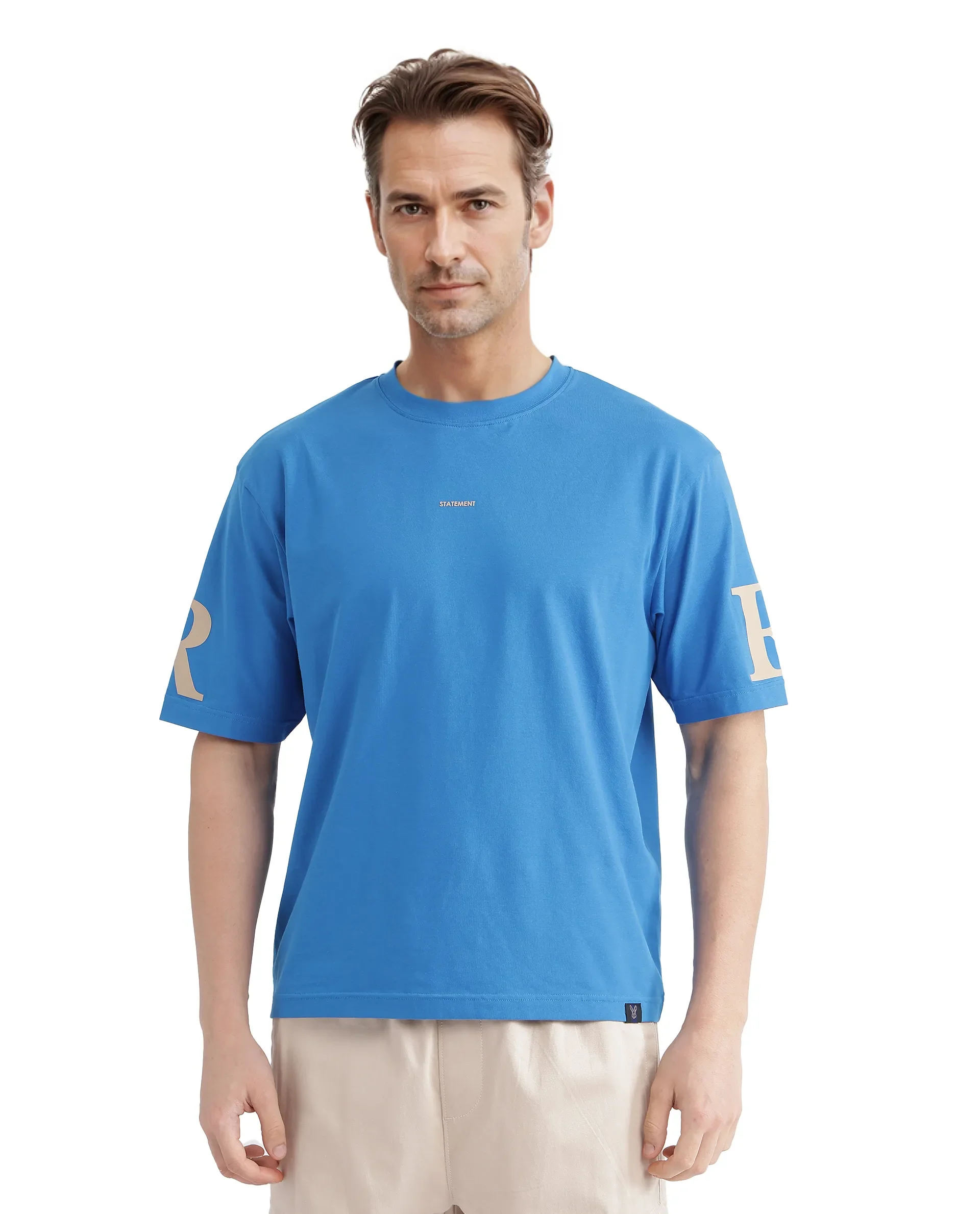Rare Rabbit Men's Tin Dark Blue Cotton Graphic Print Regular Fit Half Sleeve Crew Neck T-Shirt - Image 2