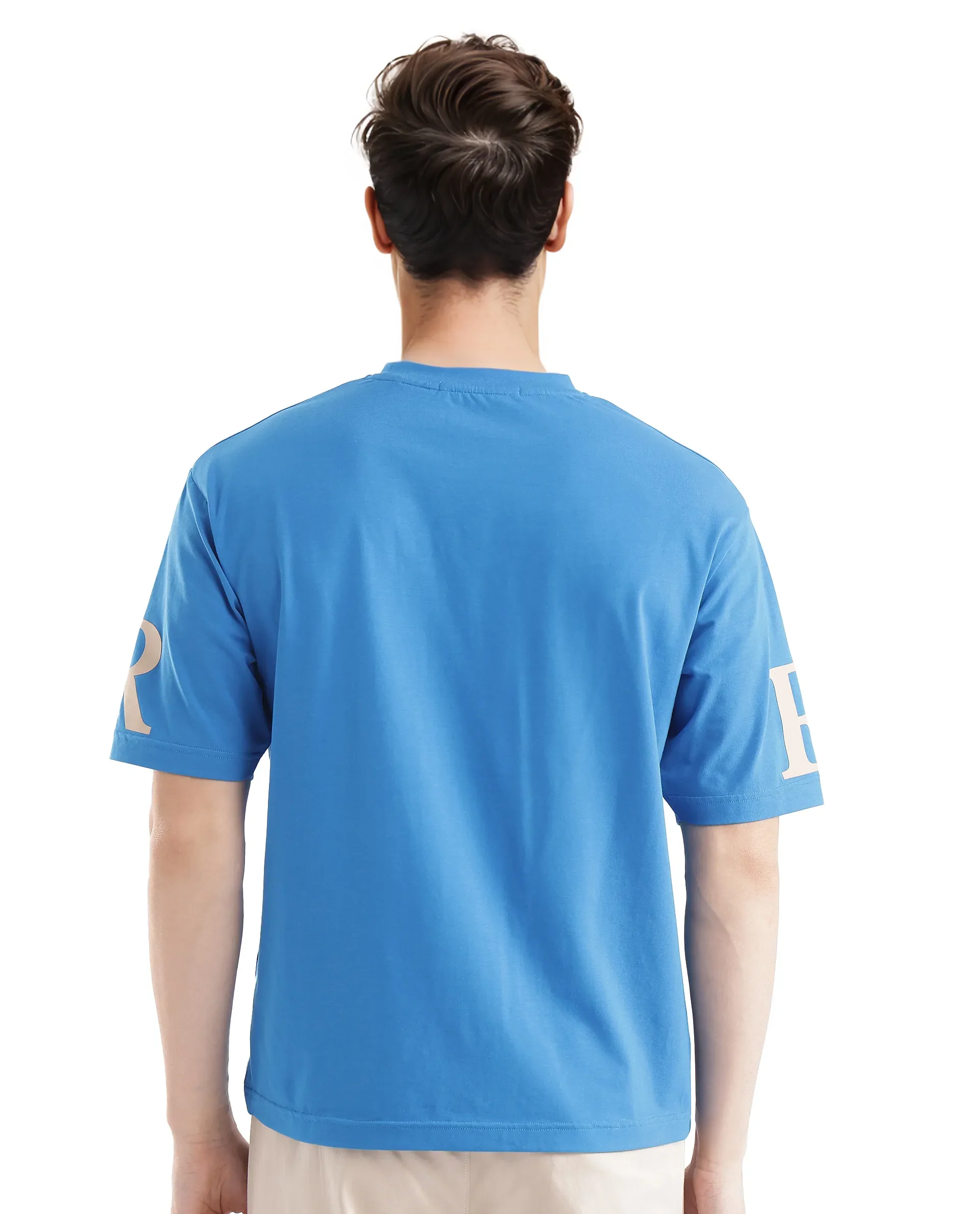 Rare Rabbit Men's Tin Dark Blue Cotton Graphic Print Regular Fit Half Sleeve Crew Neck T-Shirt - Image 5