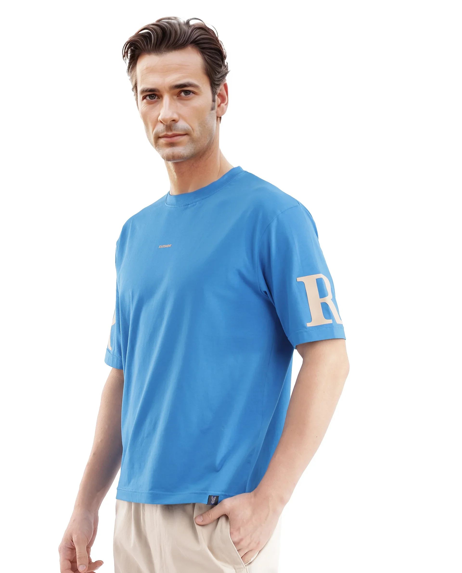 Rare Rabbit Men's Tin Dark Blue Cotton Graphic Print Regular Fit Half Sleeve Crew Neck T-Shirt - Image 6