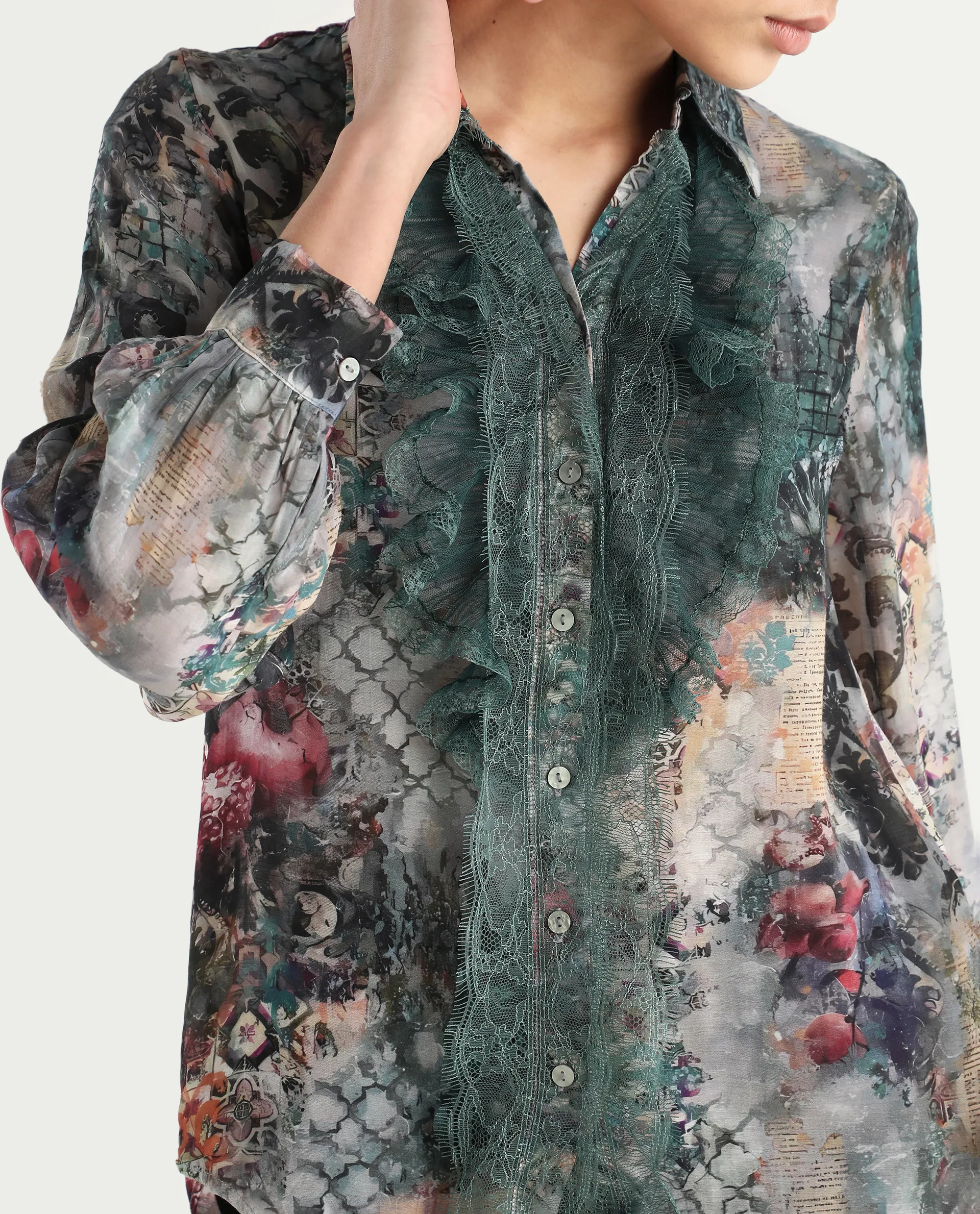 Rareism Women's Tinga Multi Viscose Blend Drop Collar Graphic Print Regular Fit Shirt - Image 4