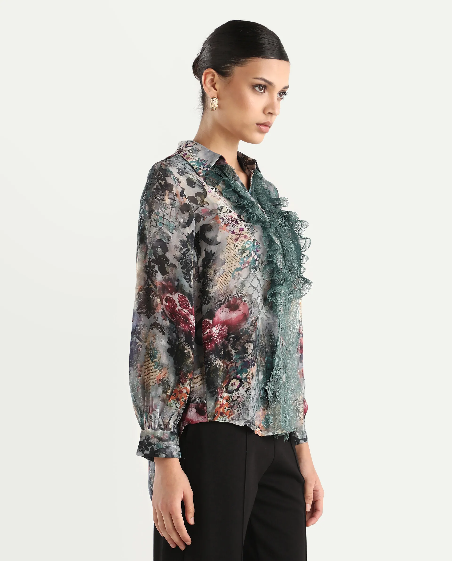 Rareism Women's Tinga Multi Viscose Blend Drop Collar Graphic Print Regular Fit Shirt - Image 6