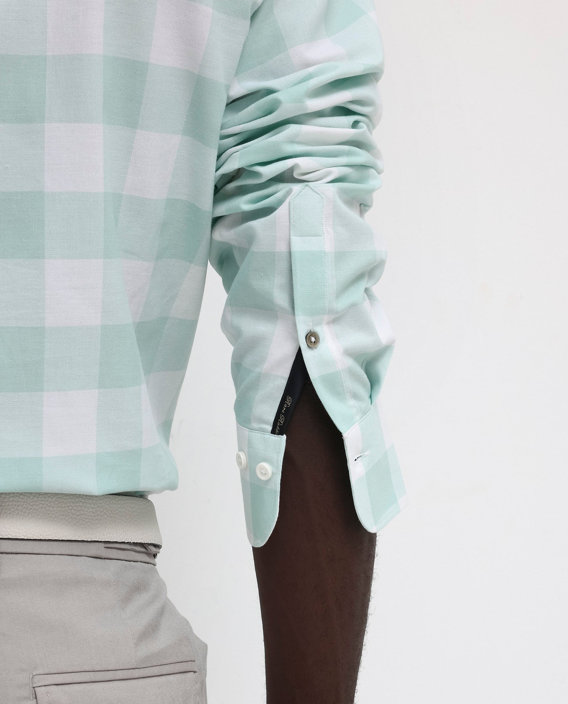 Rare Rabbit Men's Tinker Dark Turq Cotton Checked Print Regular Fit Full Sleeve Collared Shirt - Image 6