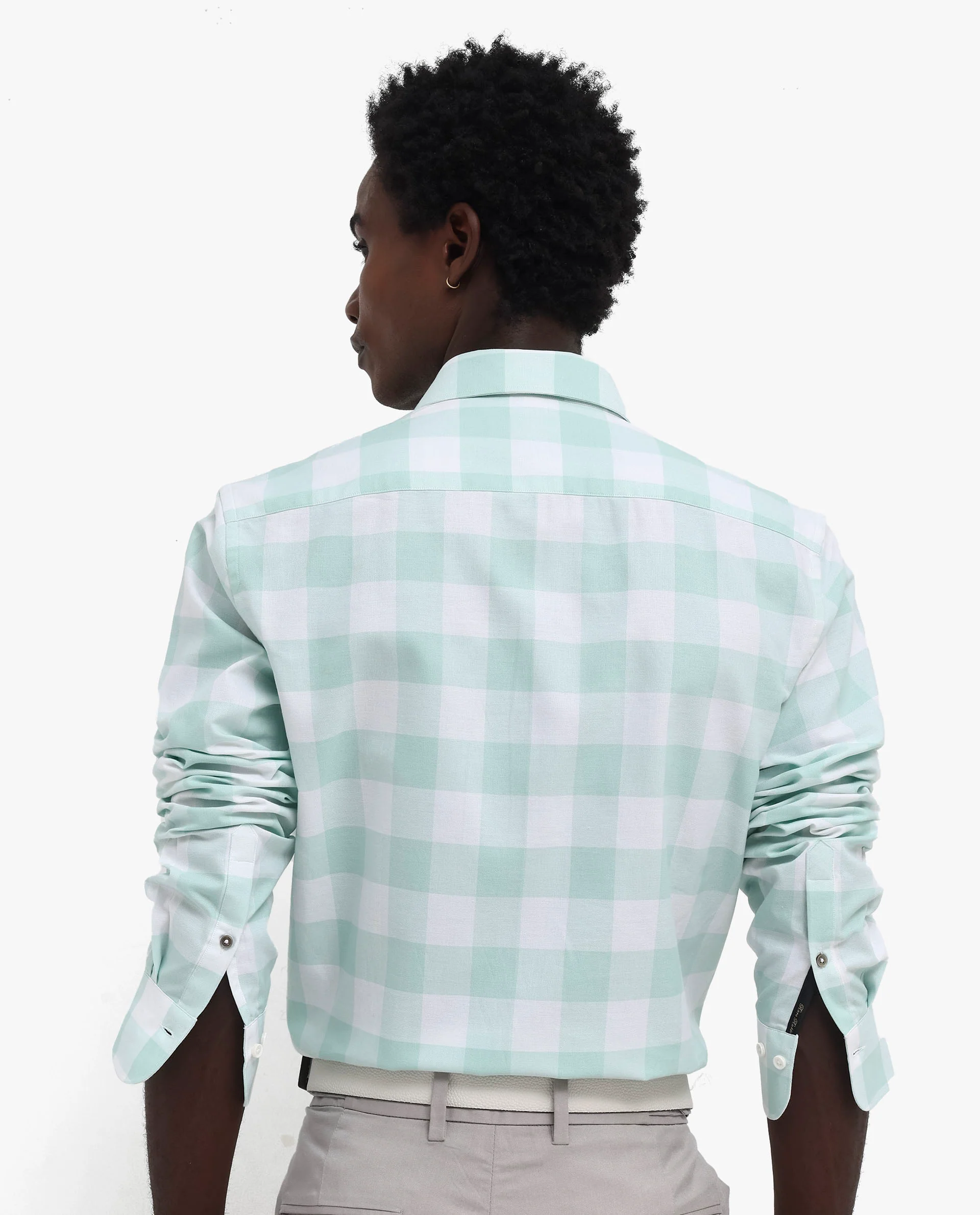 Rare Rabbit Men's Tinker Dark Turq Cotton Checked Print Regular Fit Full Sleeve Collared Shirt - Image 9