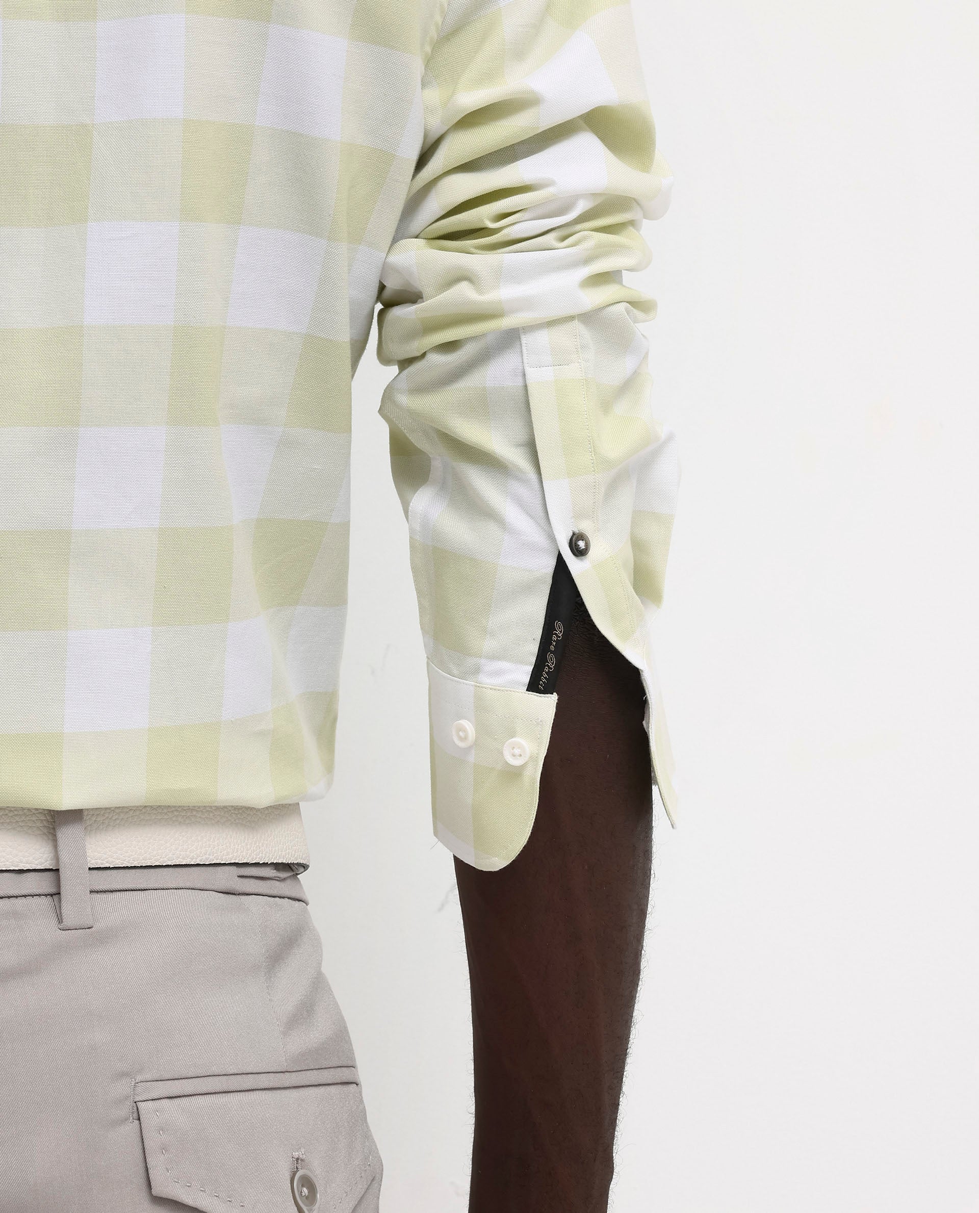 Rare Rabbit Men's Tinker Light Green Cotton Checked Print Regular Fit Full Sleeve Collared Shirt - Image 6