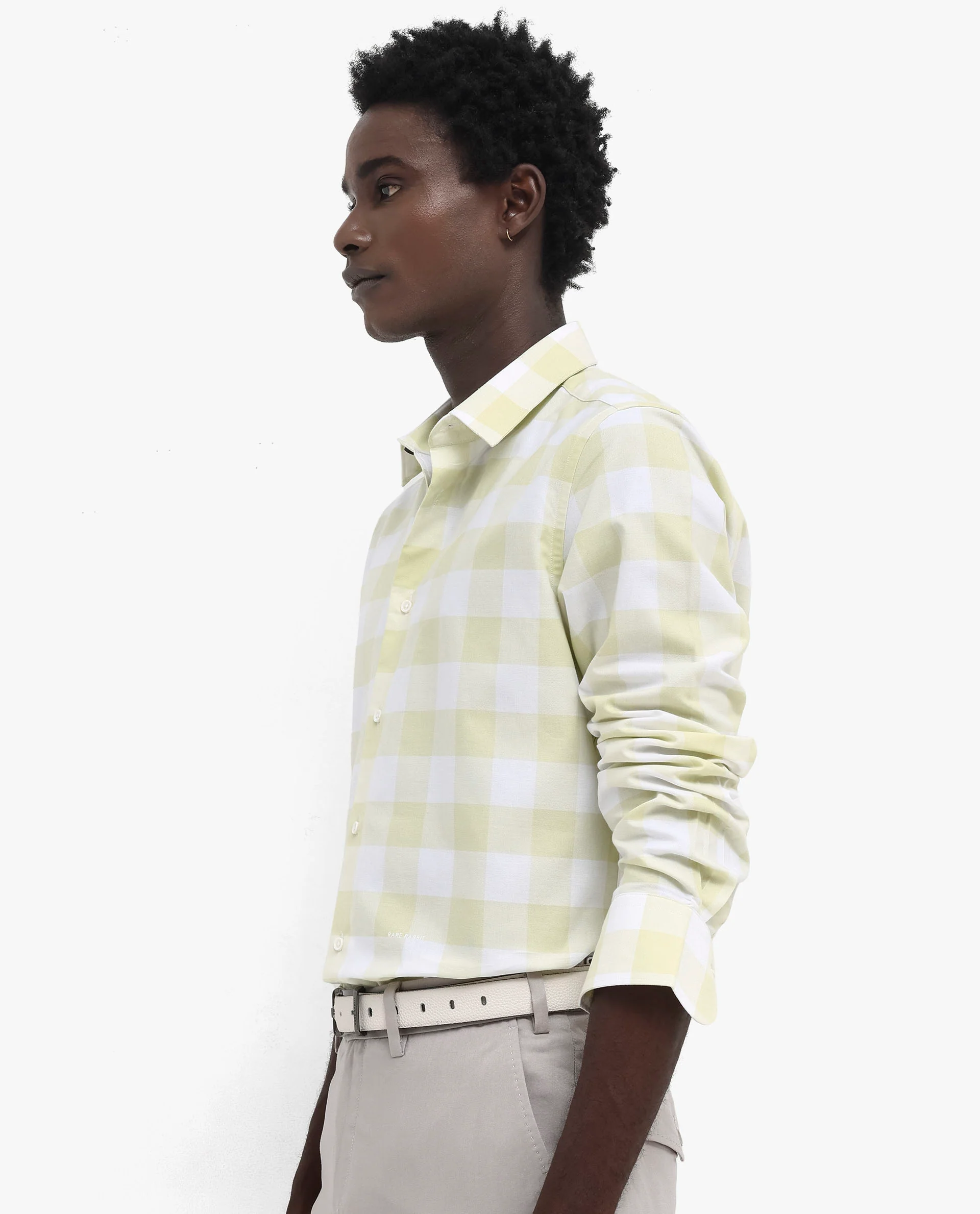 Rare Rabbit Men's Tinker Light Green Cotton Checked Print Regular Fit Full Sleeve Collared Shirt - Image 8