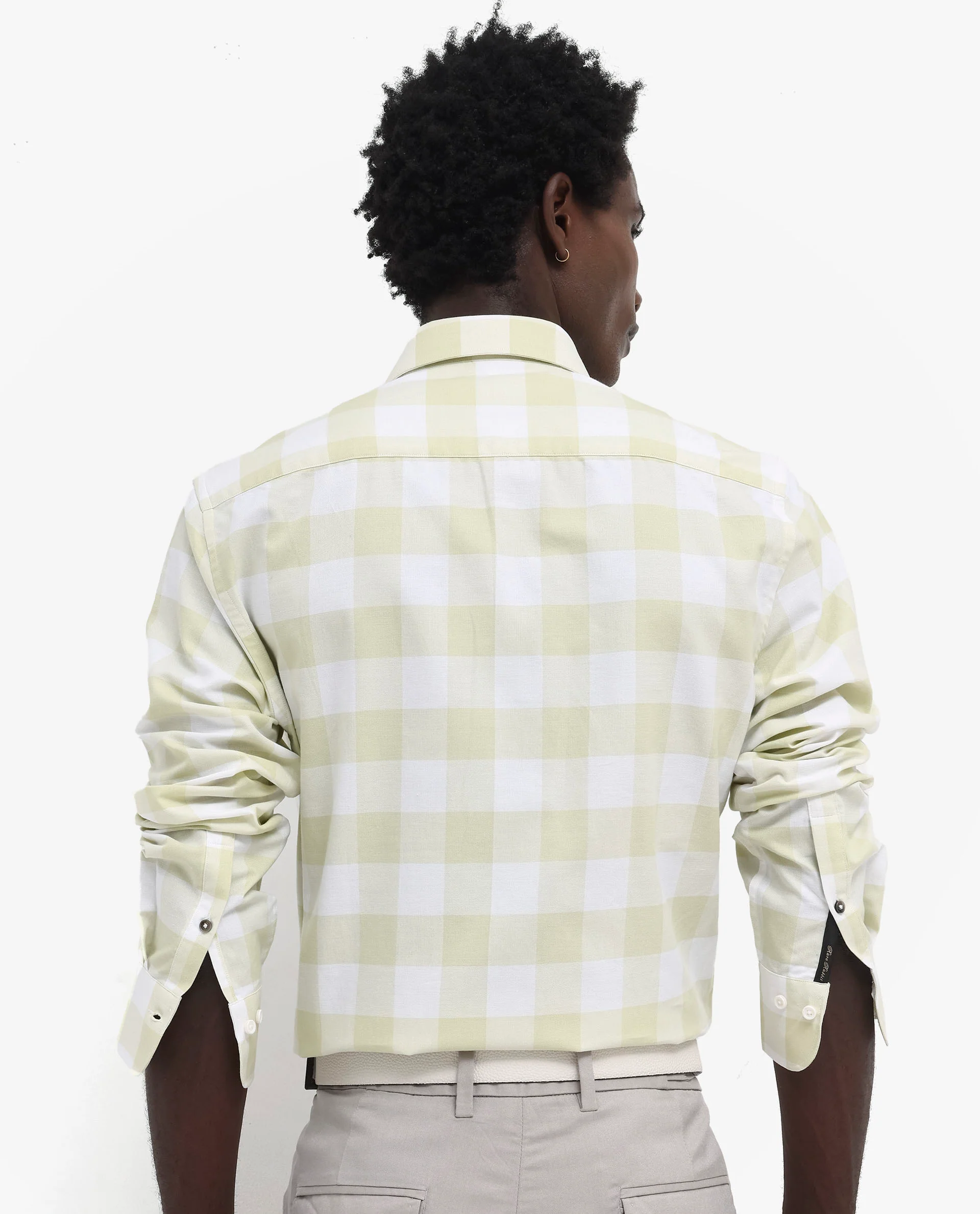 Rare Rabbit Men's Tinker Light Green Cotton Checked Print Regular Fit Full Sleeve Collared Shirt - Image 9