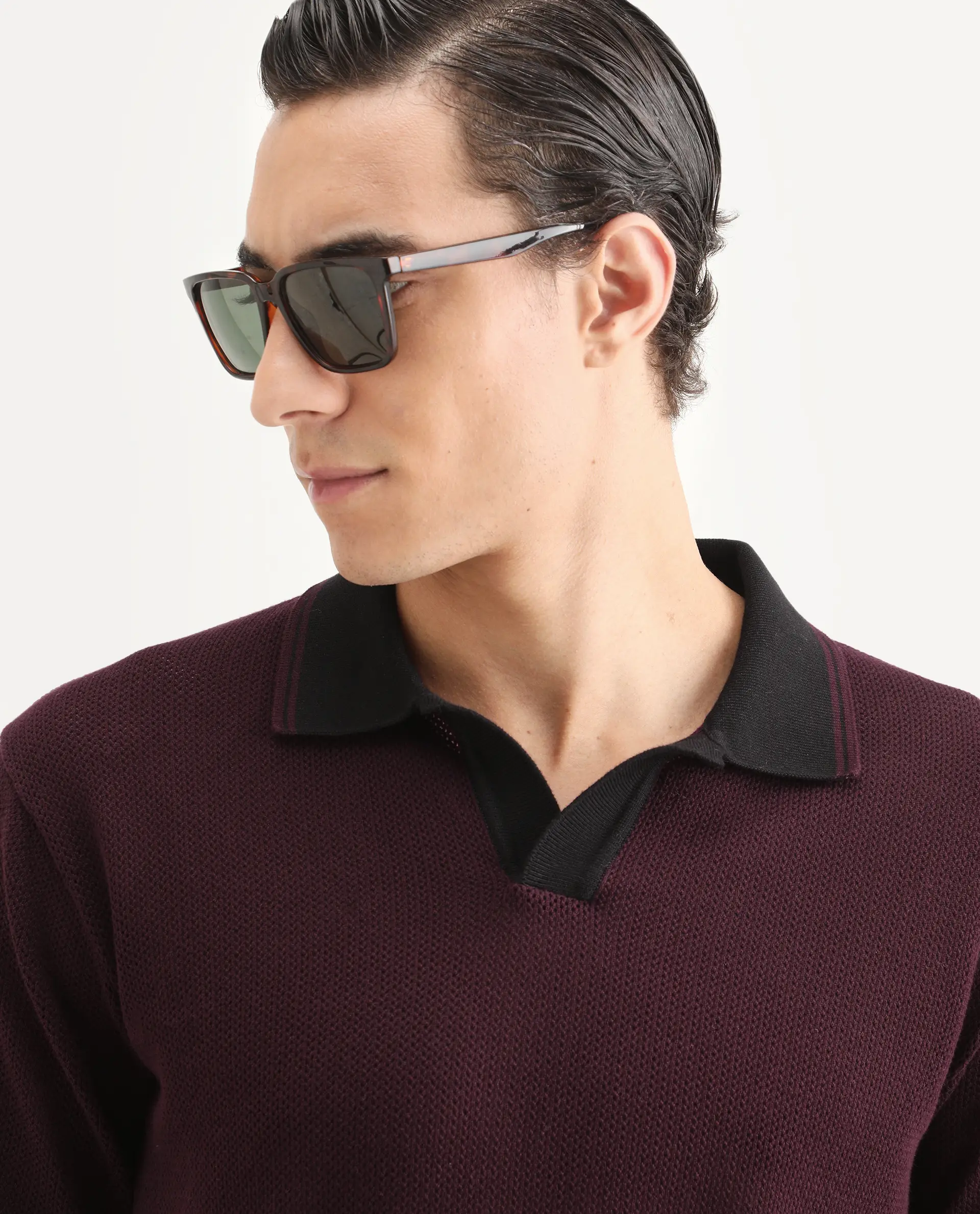 Rare Rabbit Men's Tipo Pastel Maroon Cotton Fabric Half Sleeve Regular Fit Textured Polo - Image 7