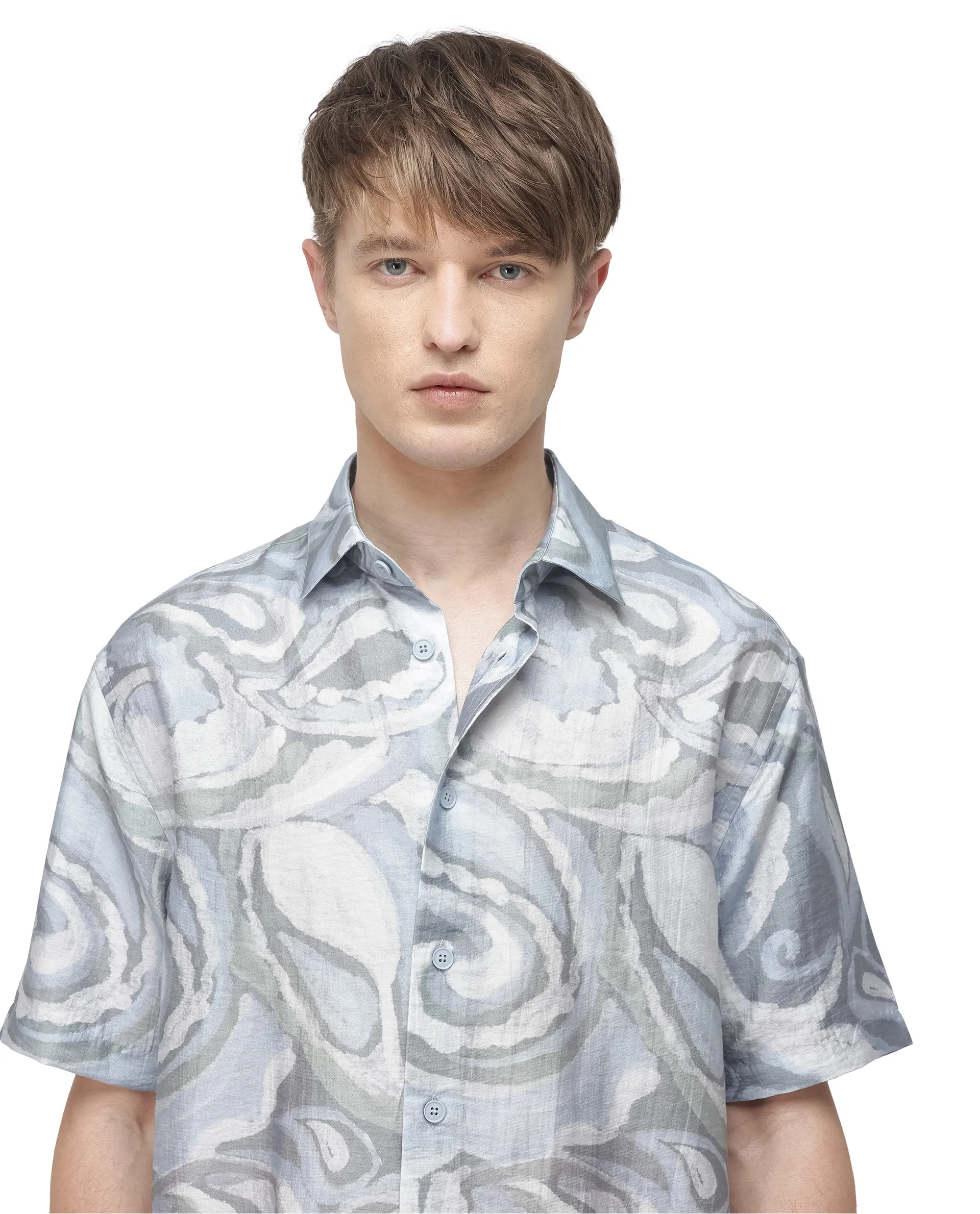 Rare Rabbit Men's Tiro Dusky Green Viscose Blend Floral Print Relaxed Fit Half Sleeve Collared Shirt - Image 3
