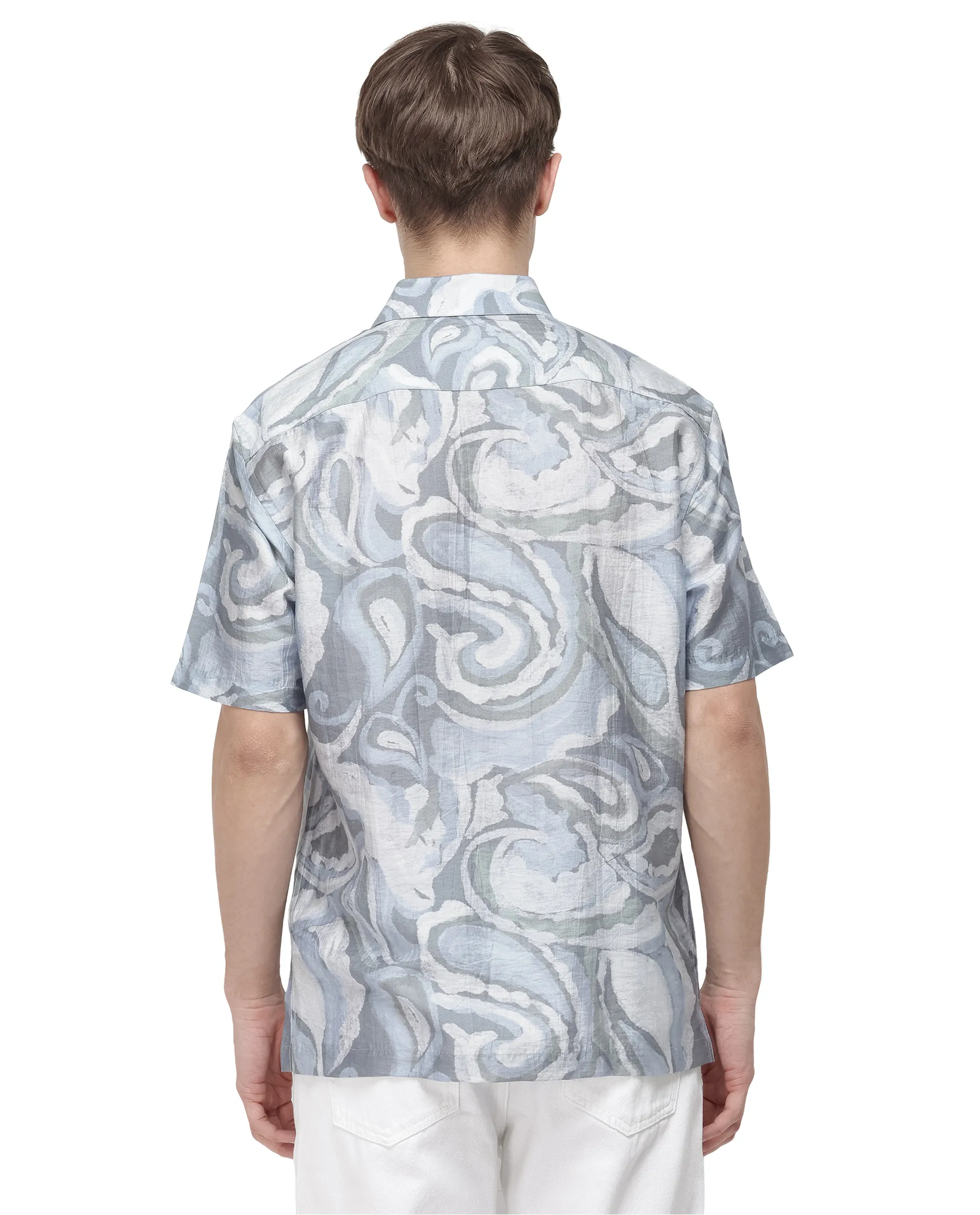 Rare Rabbit Men's Tiro Dusky Green Viscose Blend Floral Print Relaxed Fit Half Sleeve Collared Shirt - Image 7