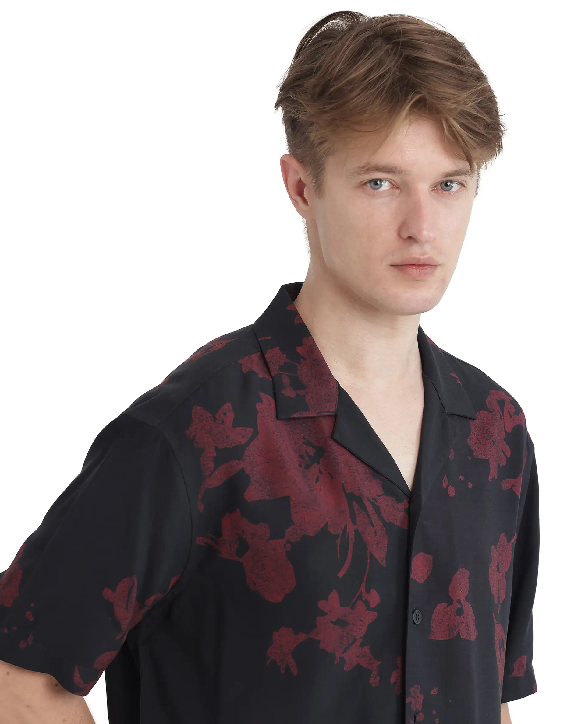 Rare Rabbit Men's Tirock Black Viscose Floral Print Relaxed Fit Half Sleeve Cuban Collar Shirt - Image 8