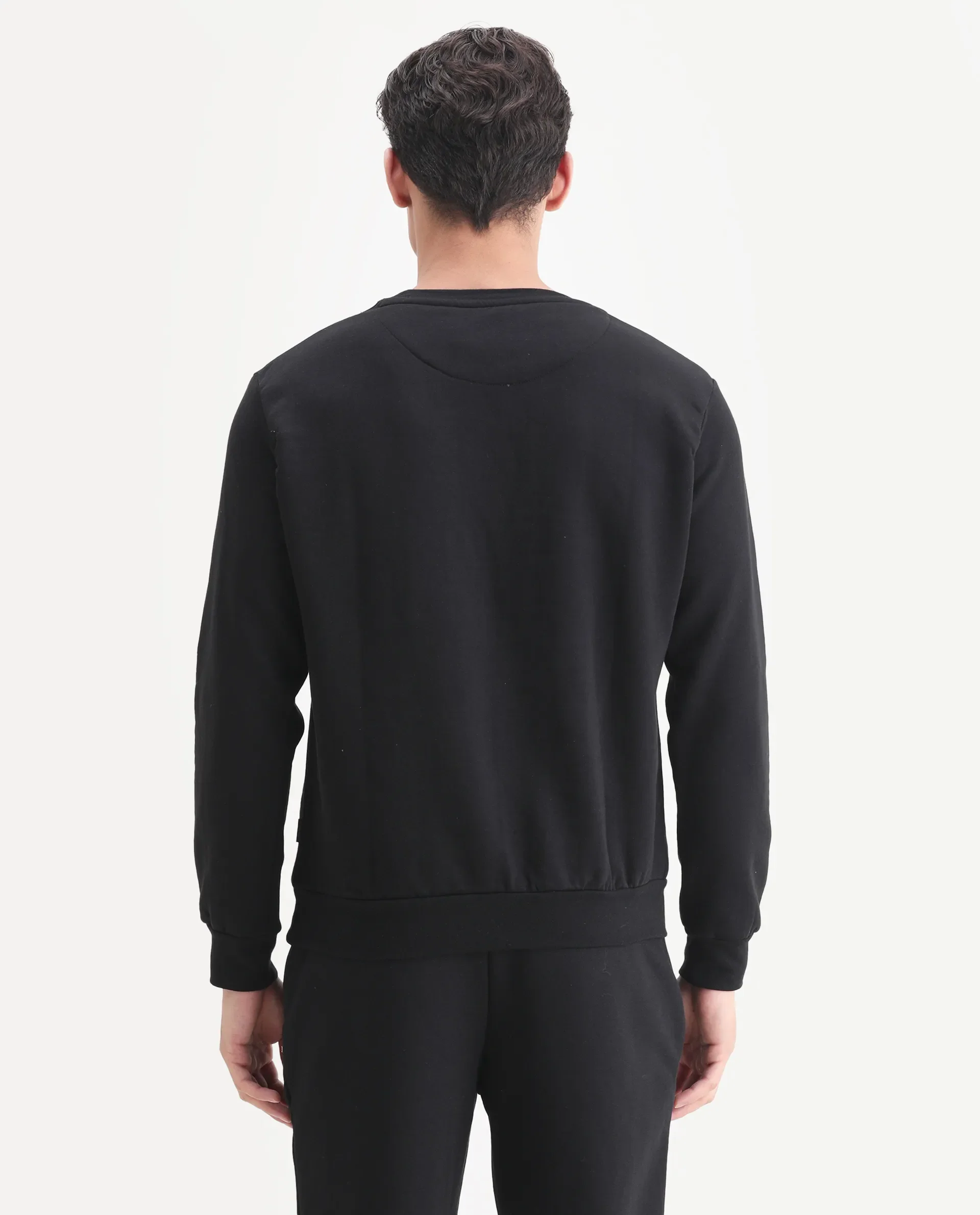 Rare Rabbit Men's Tisot Black Cotton Embroidered Regular Fit Full Sleeve Crew Neck Sweatshirt - Image 7