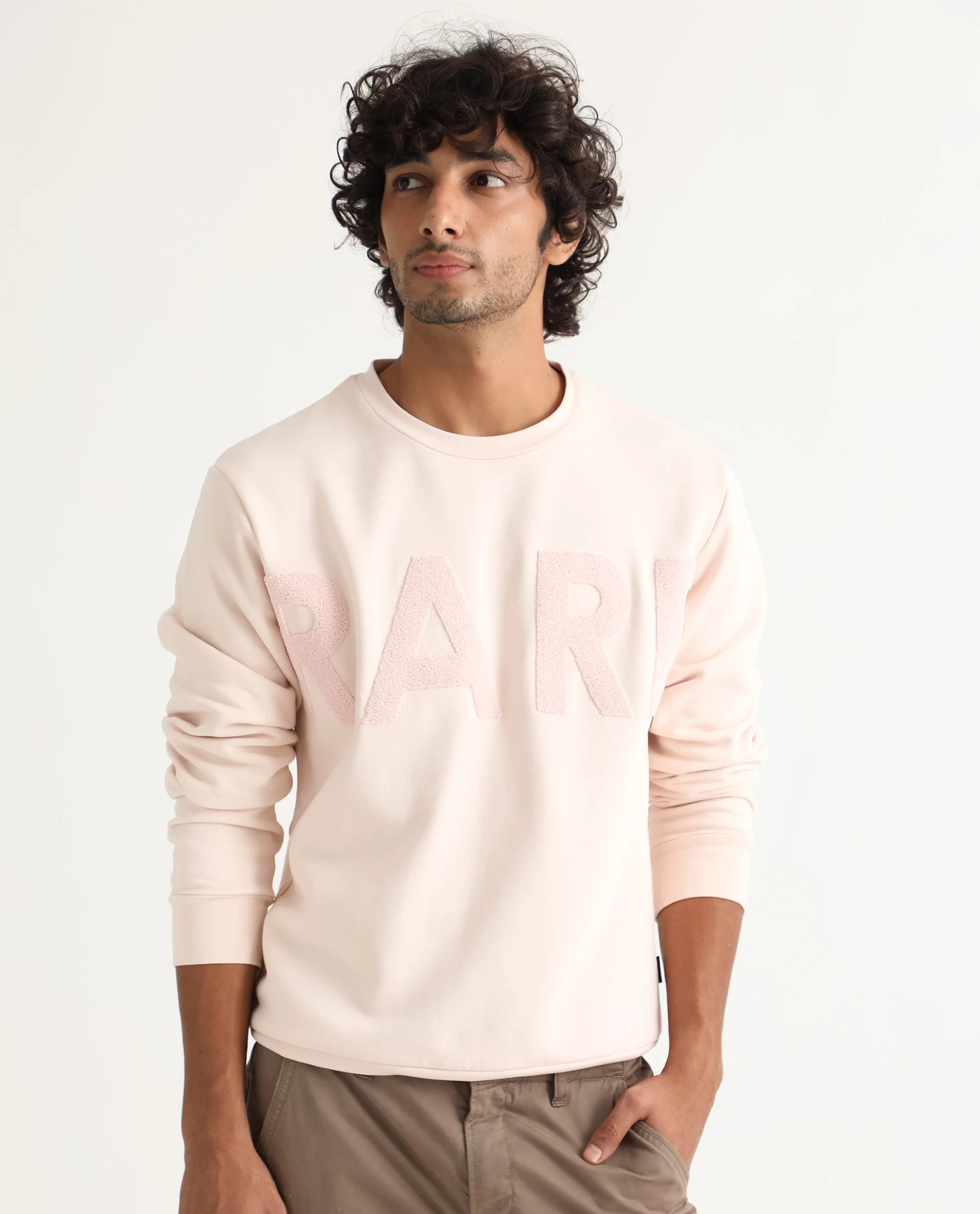 Rare Rabbit Men's Tisot Pink Embroidered Regular Fit Full Sleeve Crew Neck Sweatshirt - Image 10