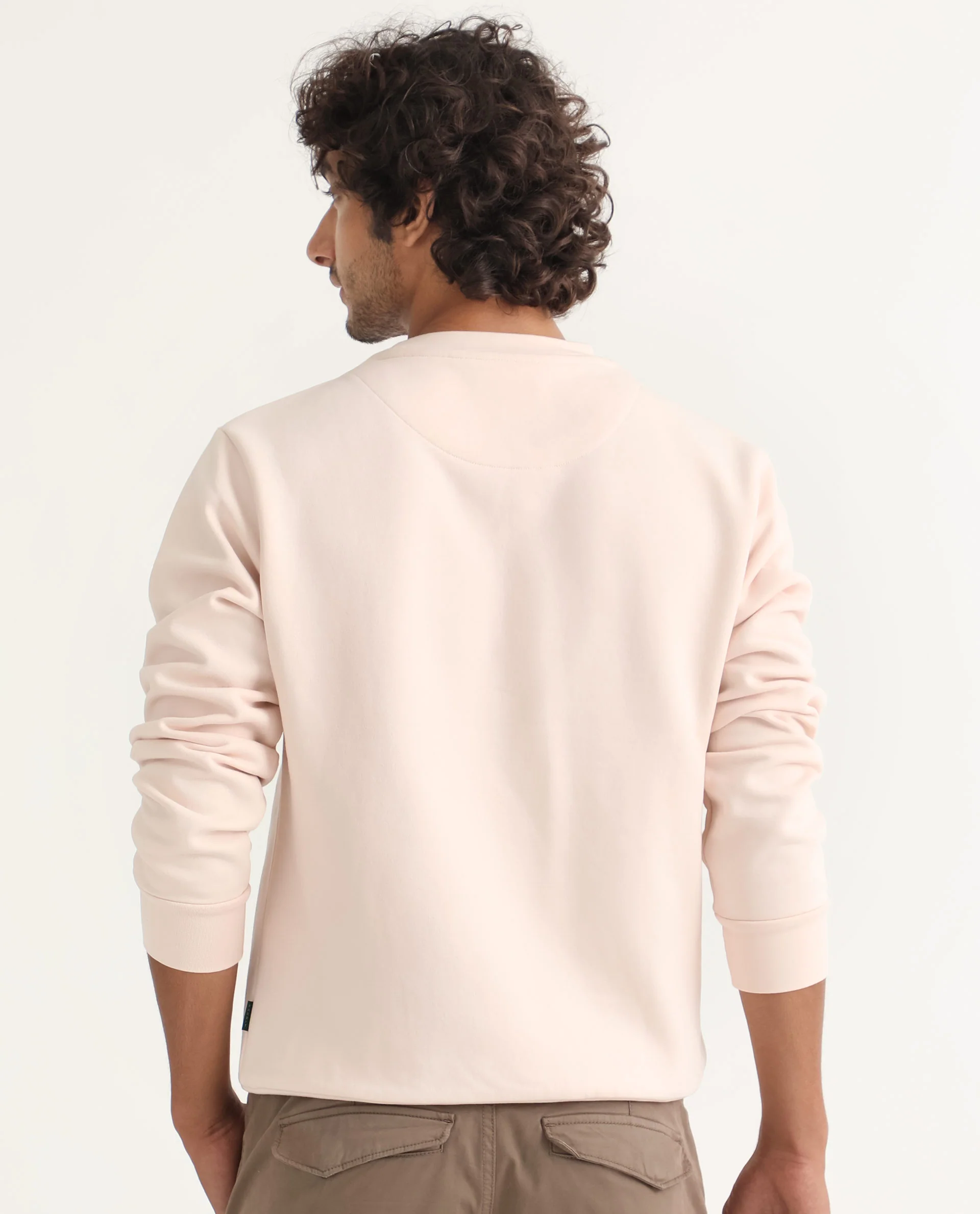 Rare Rabbit Men's Tisot Pink Embroidered Regular Fit Full Sleeve Crew Neck Sweatshirt - Image 11