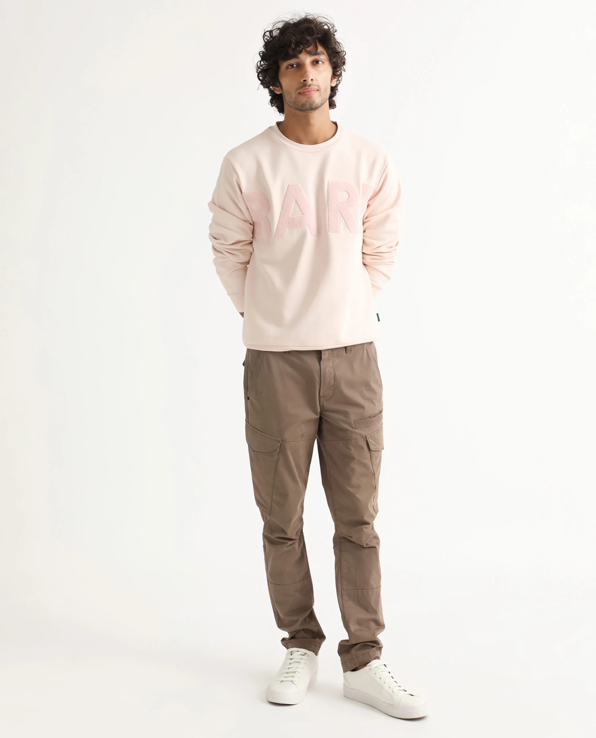 Rare Rabbit Men's Tisot Pink Embroidered Regular Fit Full Sleeve Crew Neck Sweatshirt - Image 3