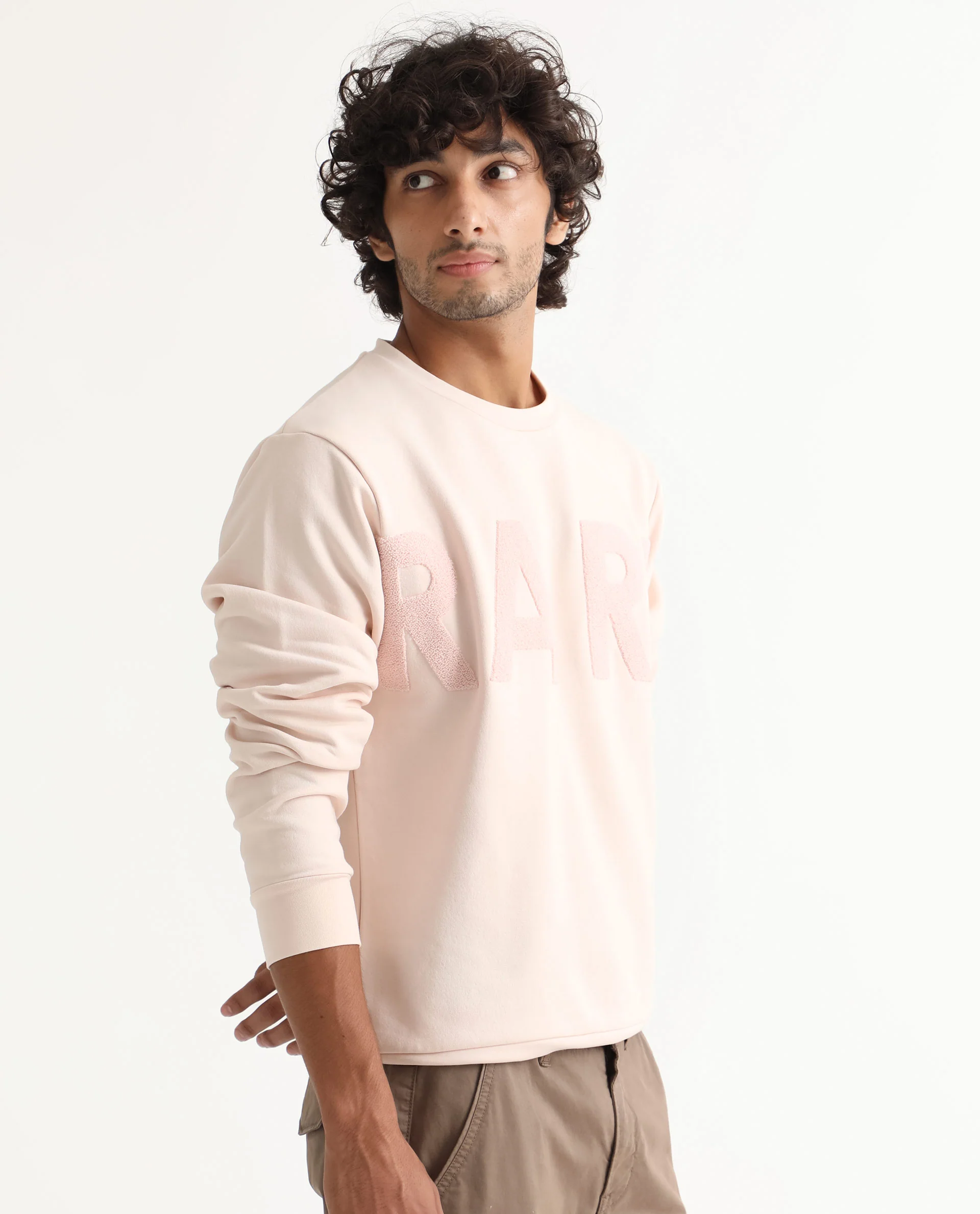 Rare Rabbit Men's Tisot Pink Embroidered Regular Fit Full Sleeve Crew Neck Sweatshirt - Image 5