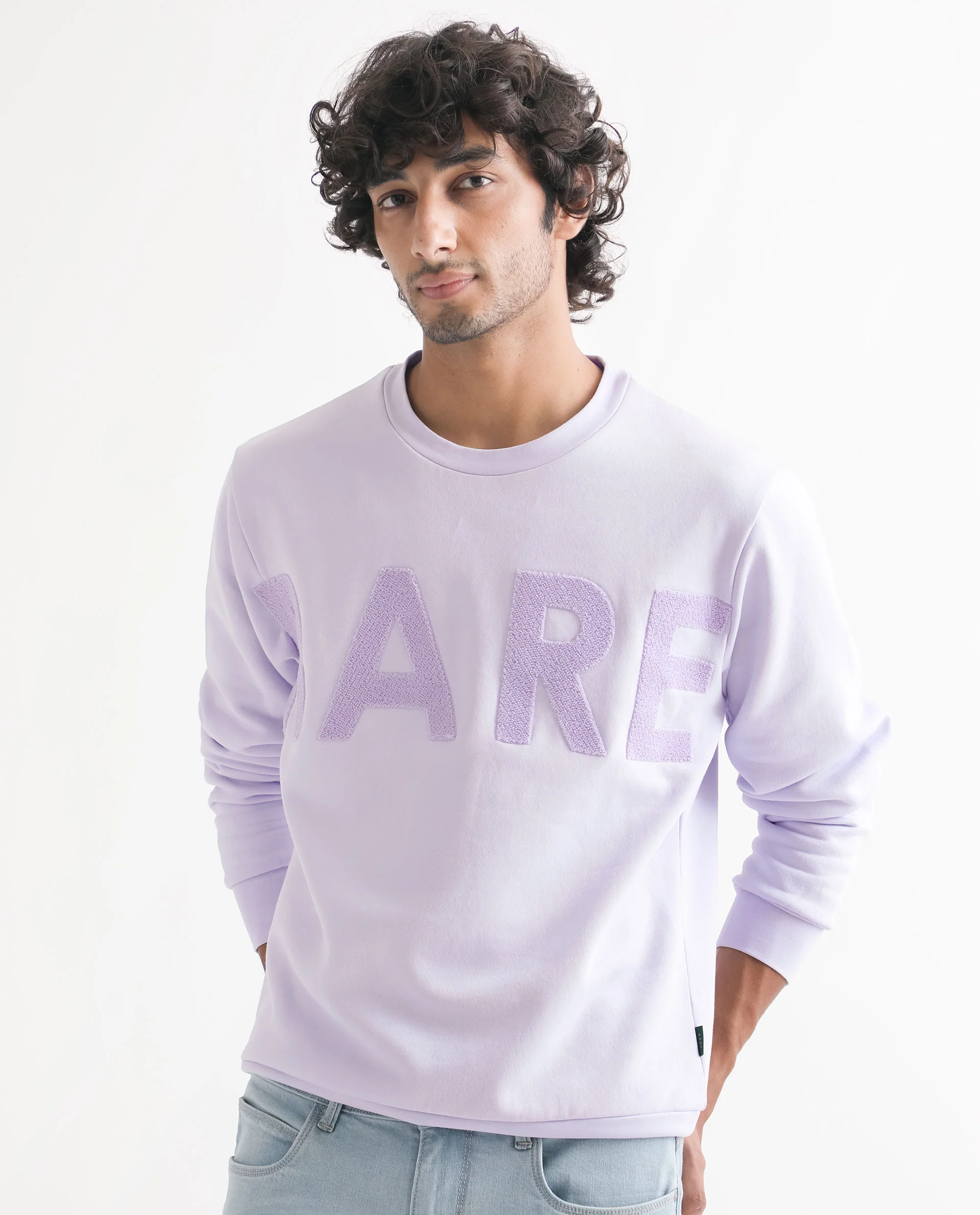 Rare Rabbit Men's Tisot Purple Embroidered Regular Fit Full Sleeve Crew Neck Sweatshirt - Image 2