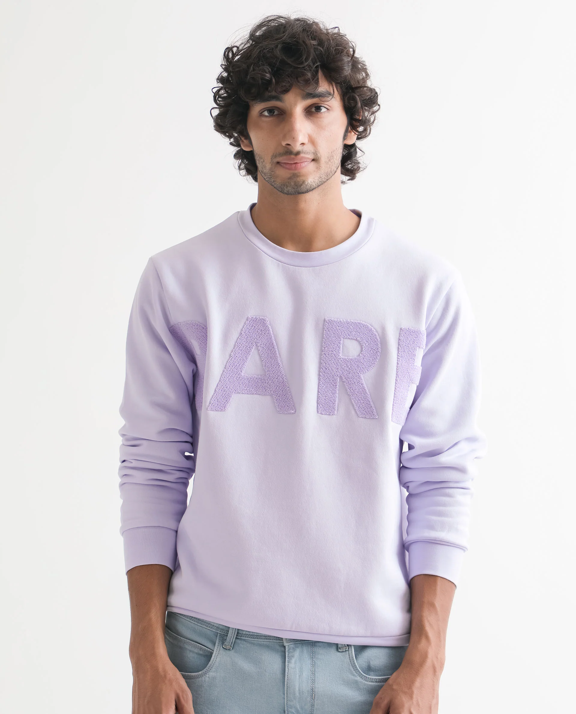 Rare Rabbit Men's Tisot Purple Embroidered Regular Fit Full Sleeve Crew Neck Sweatshirt - Image 3