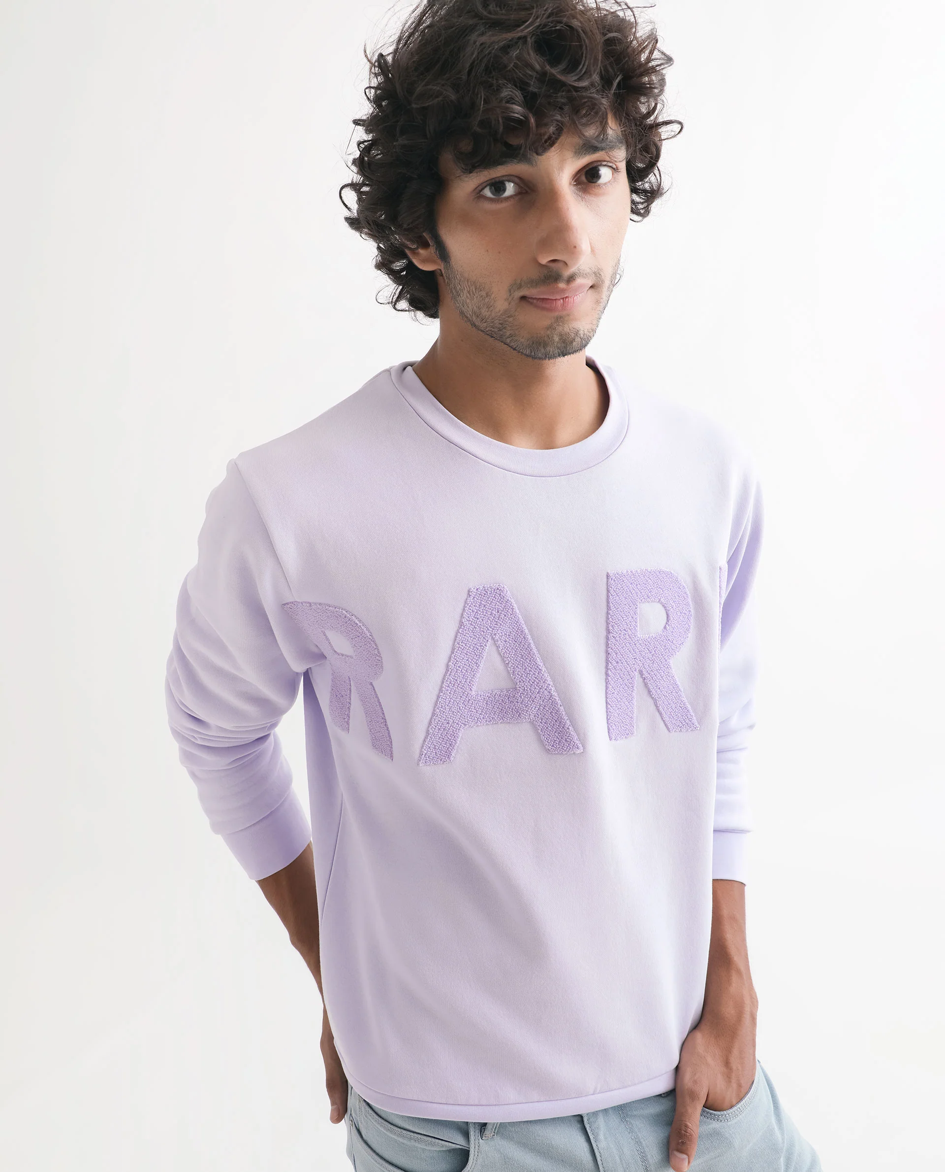 Rare Rabbit Men's Tisot Purple Embroidered Regular Fit Full Sleeve Crew Neck Sweatshirt - Image 4