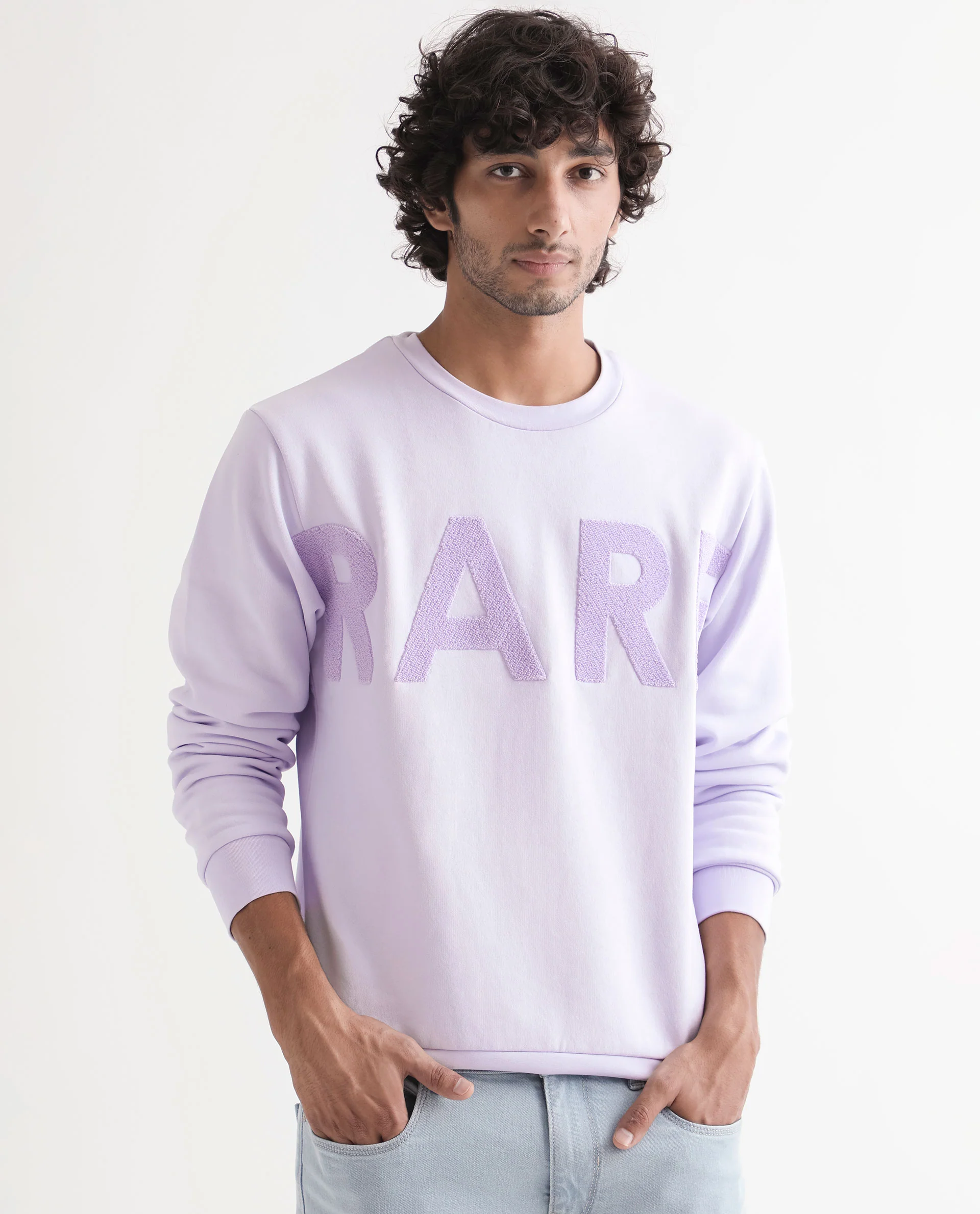 Rare Rabbit Men's Tisot Purple Embroidered Regular Fit Full Sleeve Crew Neck Sweatshirt - Image 5