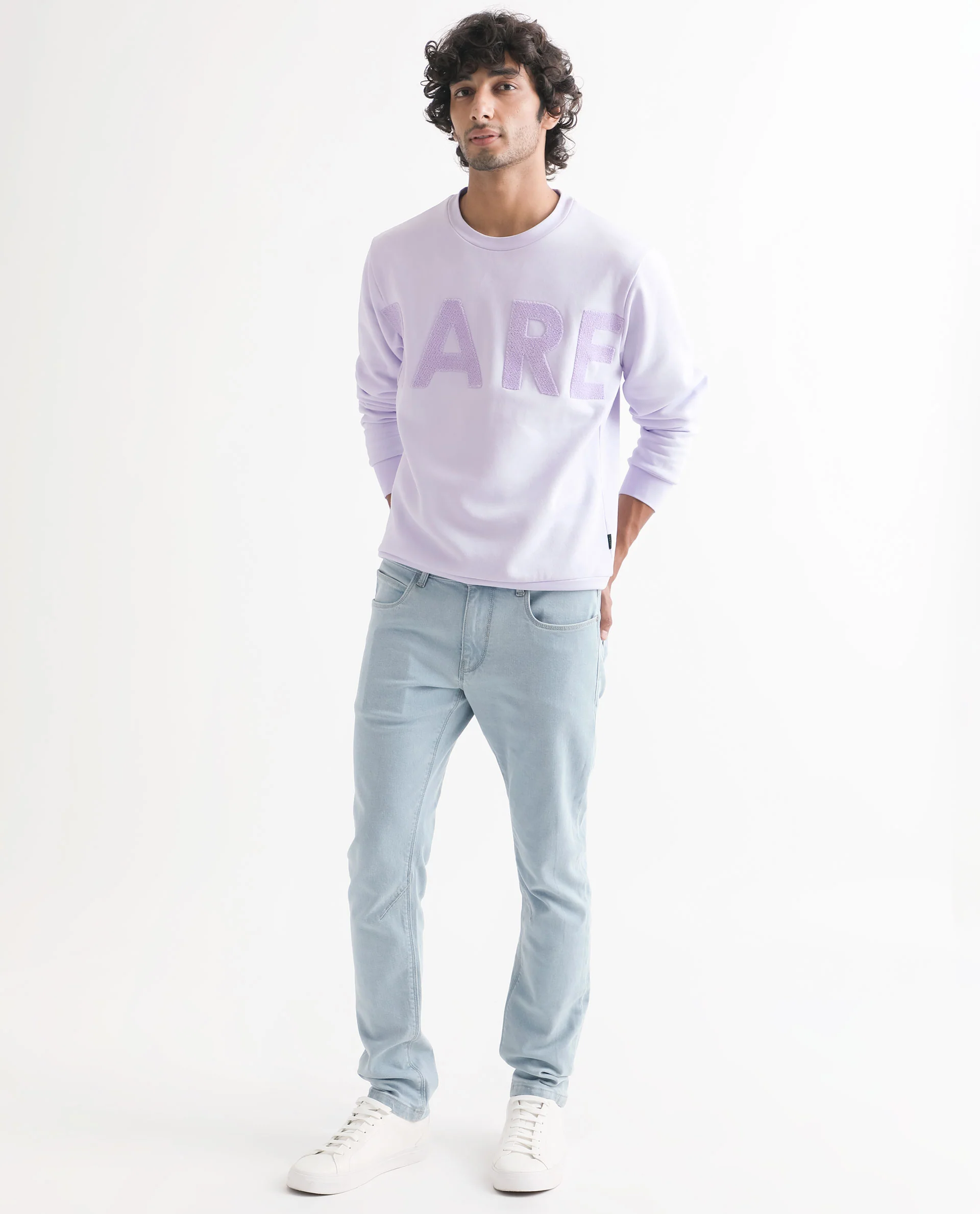 Rare Rabbit Men's Tisot Purple Embroidered Regular Fit Full Sleeve Crew Neck Sweatshirt - Image 7