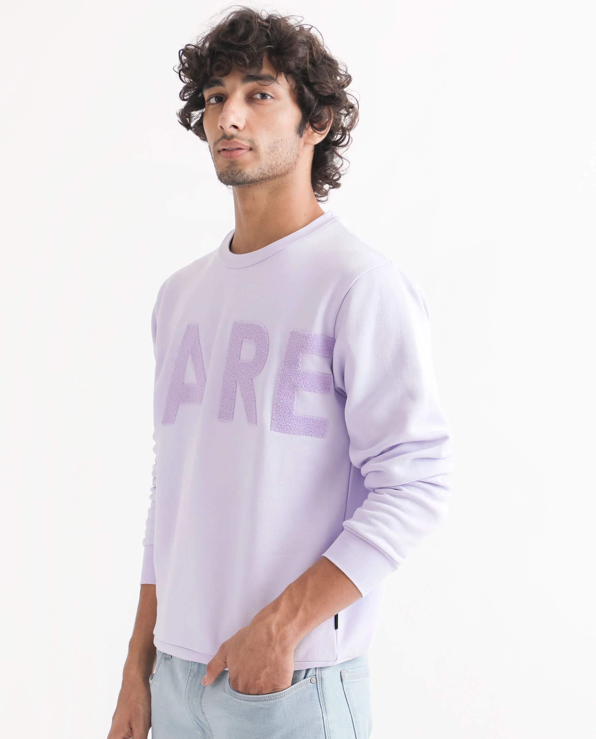 Rare Rabbit Men's Tisot Purple Embroidered Regular Fit Full Sleeve Crew Neck Sweatshirt - Image 8