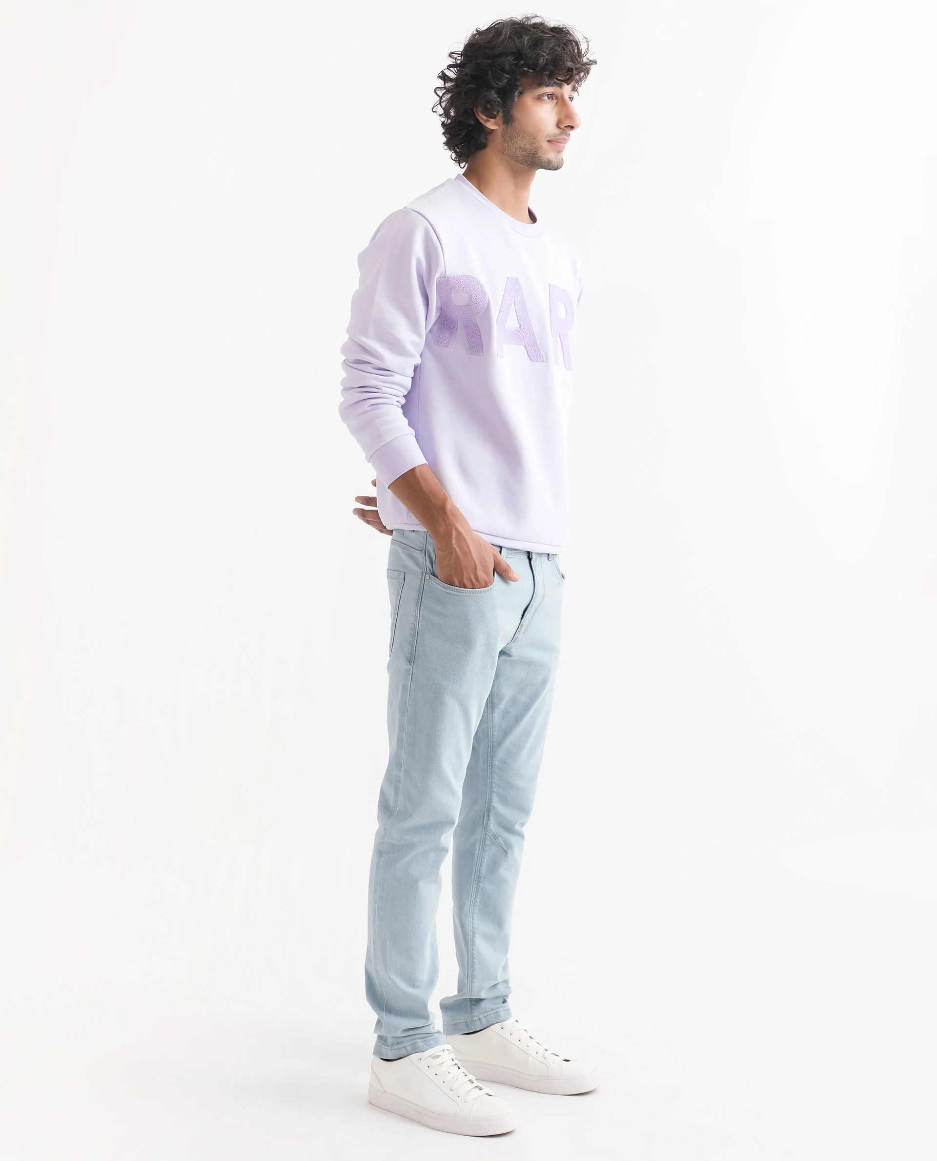 Rare Rabbit Men's Tisot Purple Embroidered Regular Fit Full Sleeve Crew Neck Sweatshirt - Image 9