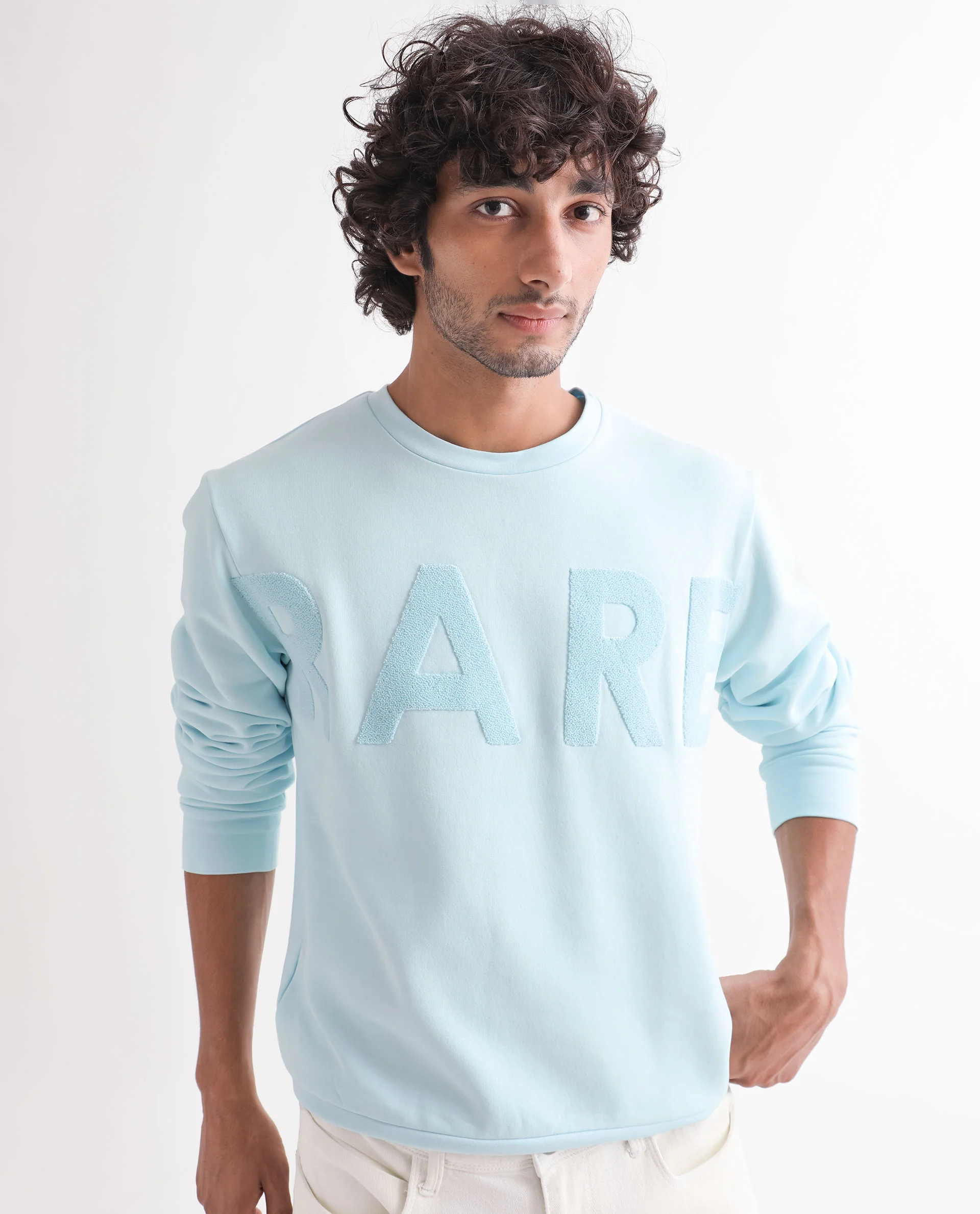 Rare Rabbit Men's Tisot Turq Embroidered Regular Fit Full Sleeve Crew Neck Sweatshirt - Image 3