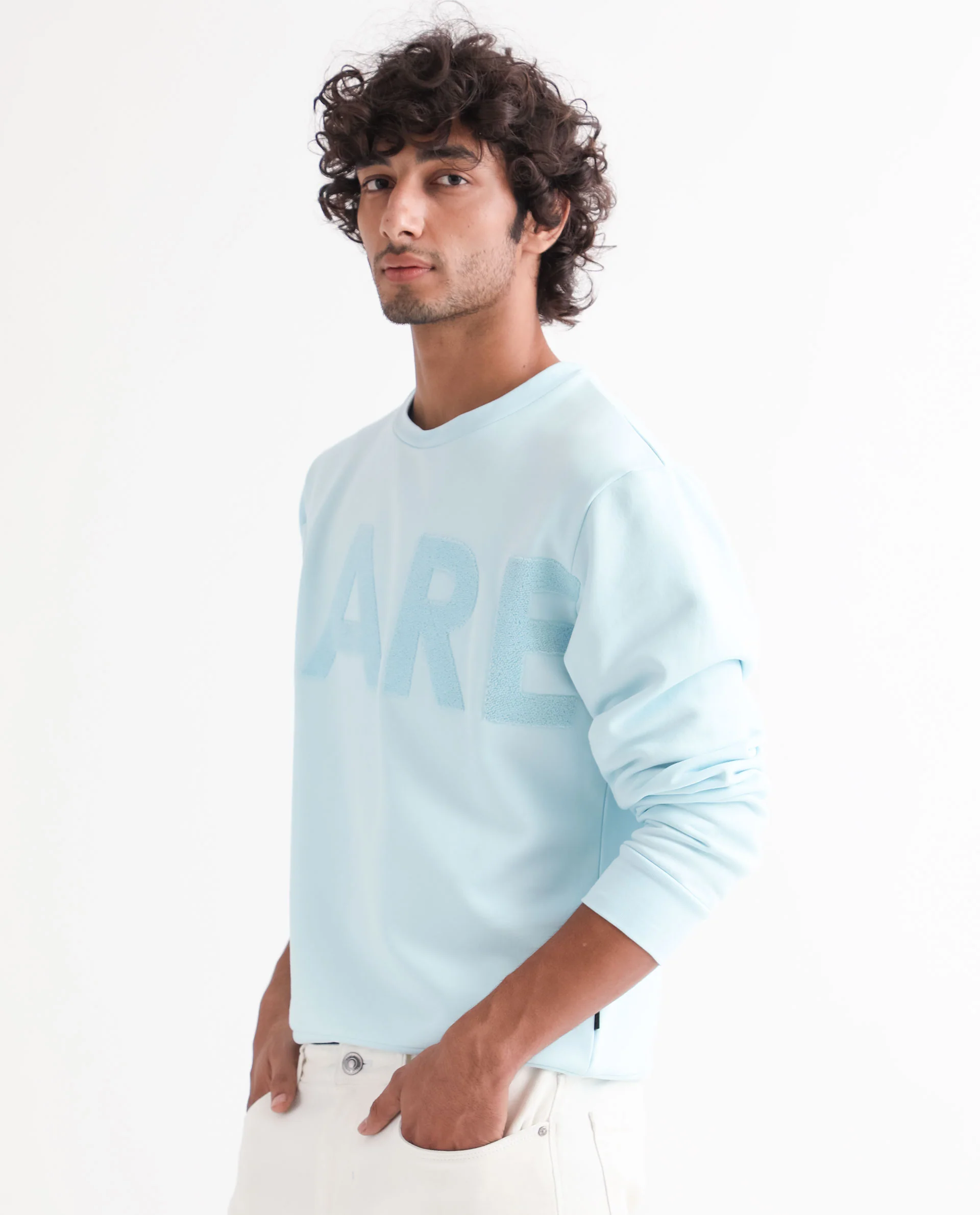 Rare Rabbit Men's Tisot Turq Embroidered Regular Fit Full Sleeve Crew Neck Sweatshirt - Image 4