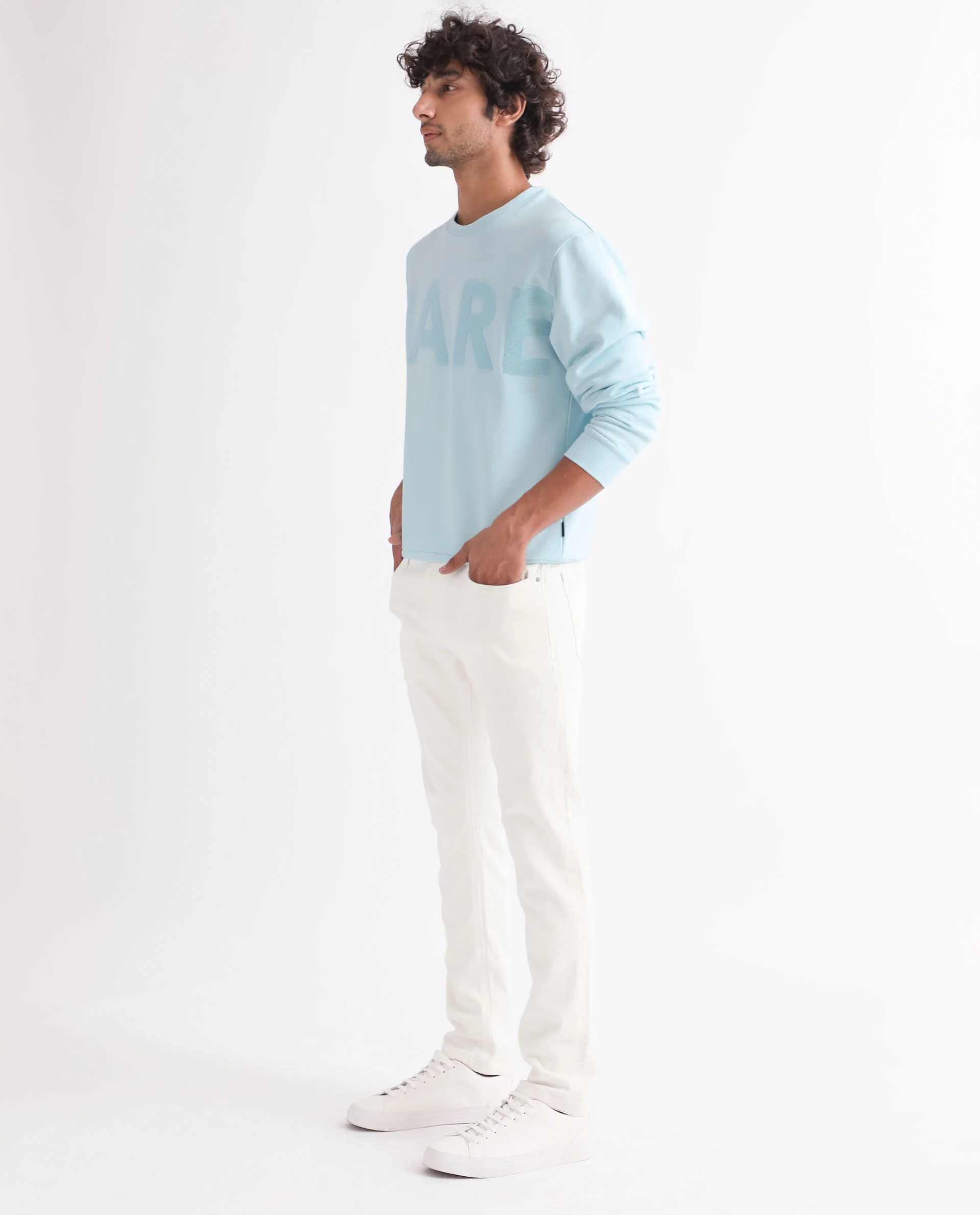 Rare Rabbit Men's Tisot Turq Embroidered Regular Fit Full Sleeve Crew Neck Sweatshirt - Image 5